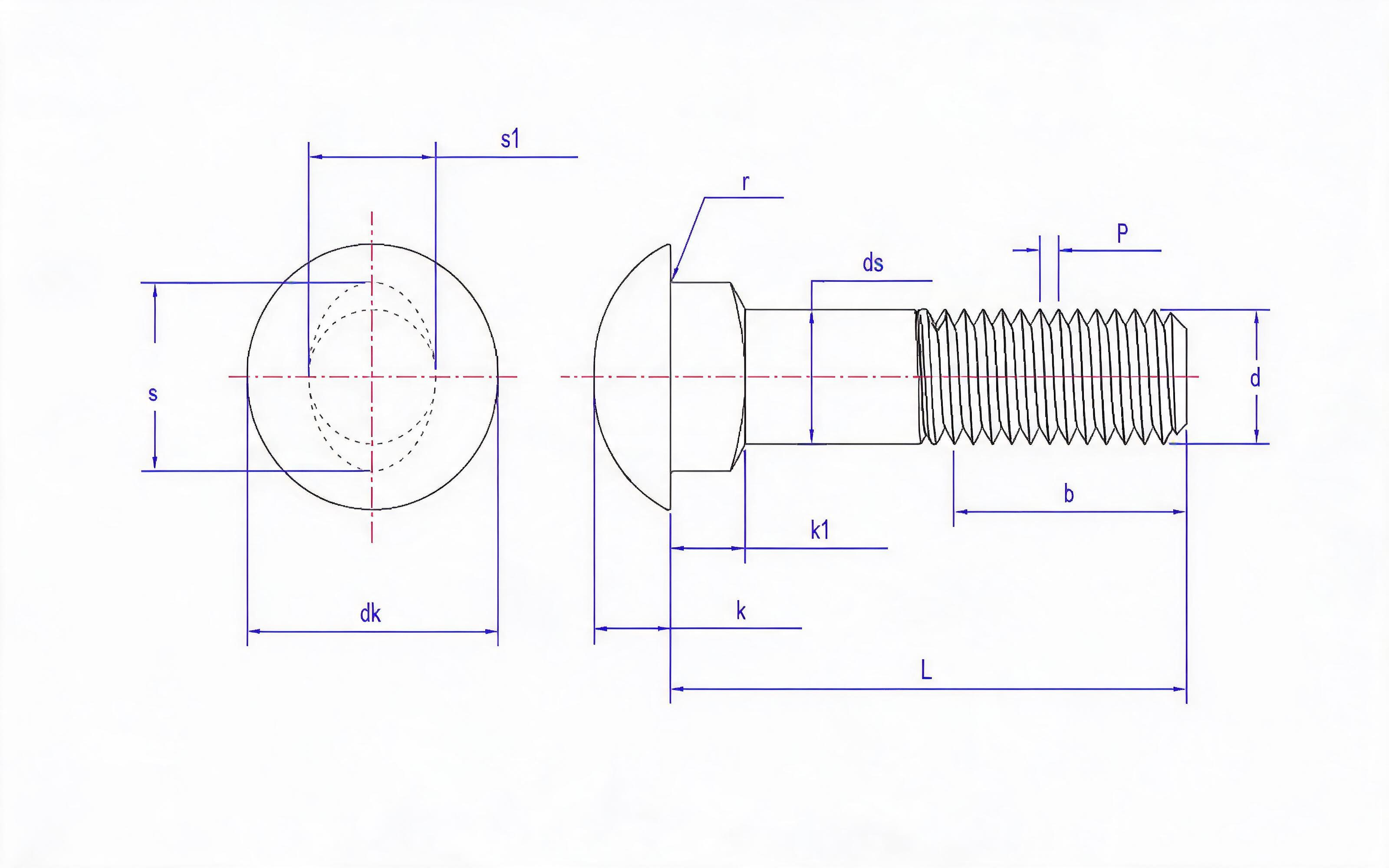 Oval head bolt Standard Drawing