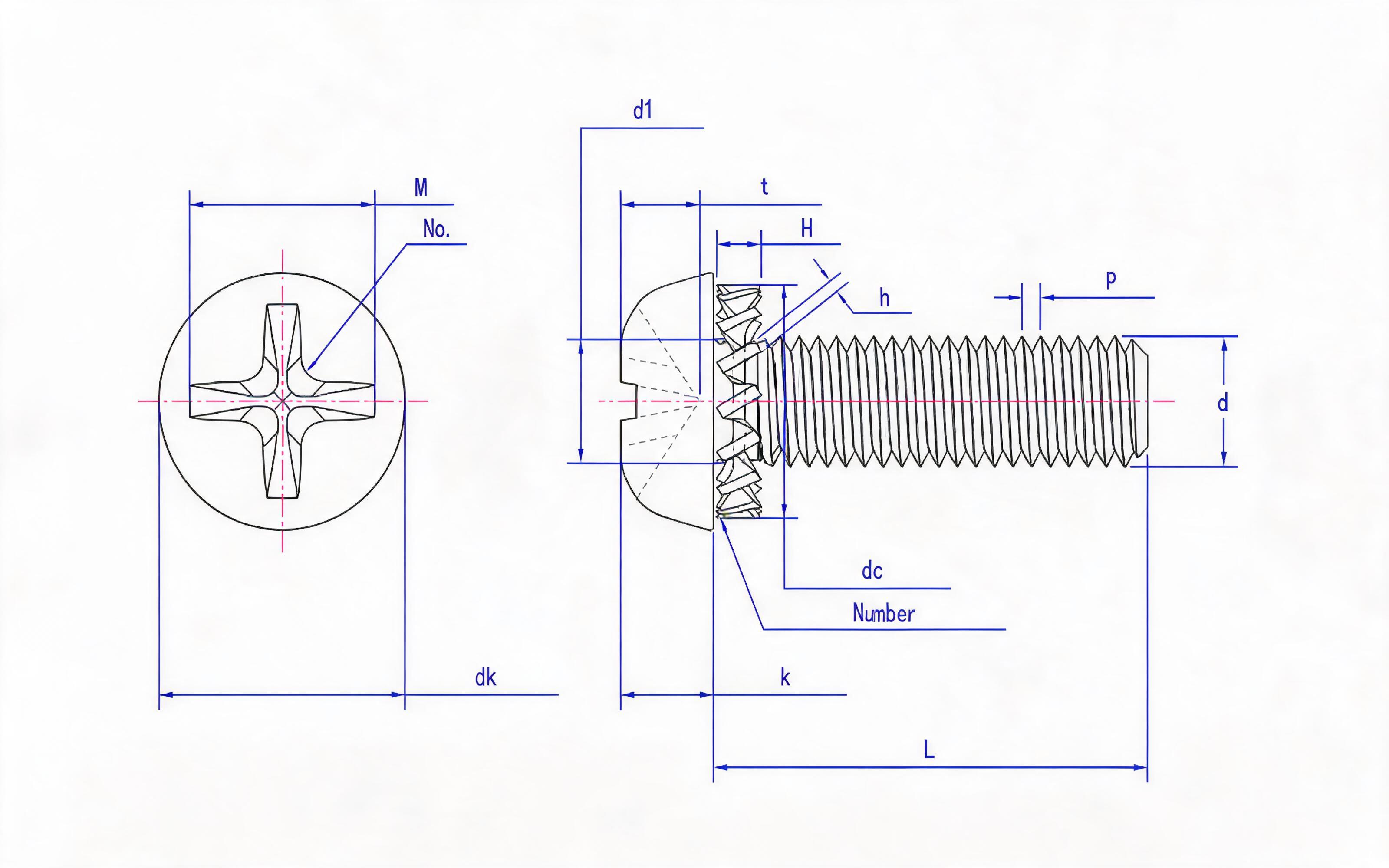 Combination of cross recessed panhead screw and external serrated lock washer Standard Drawing