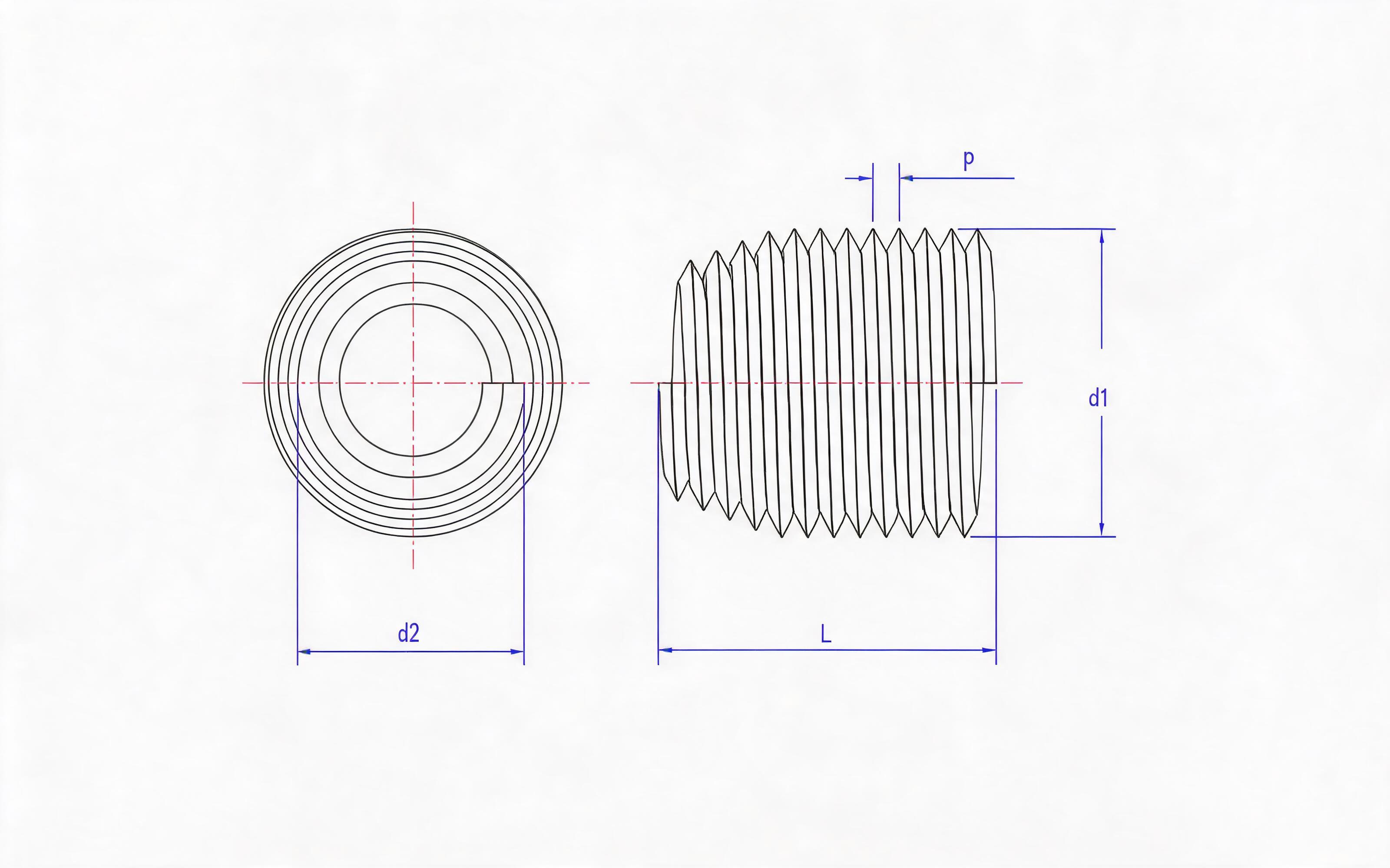 Steel wire thread sleeve for locking blind hole Standard Drawing