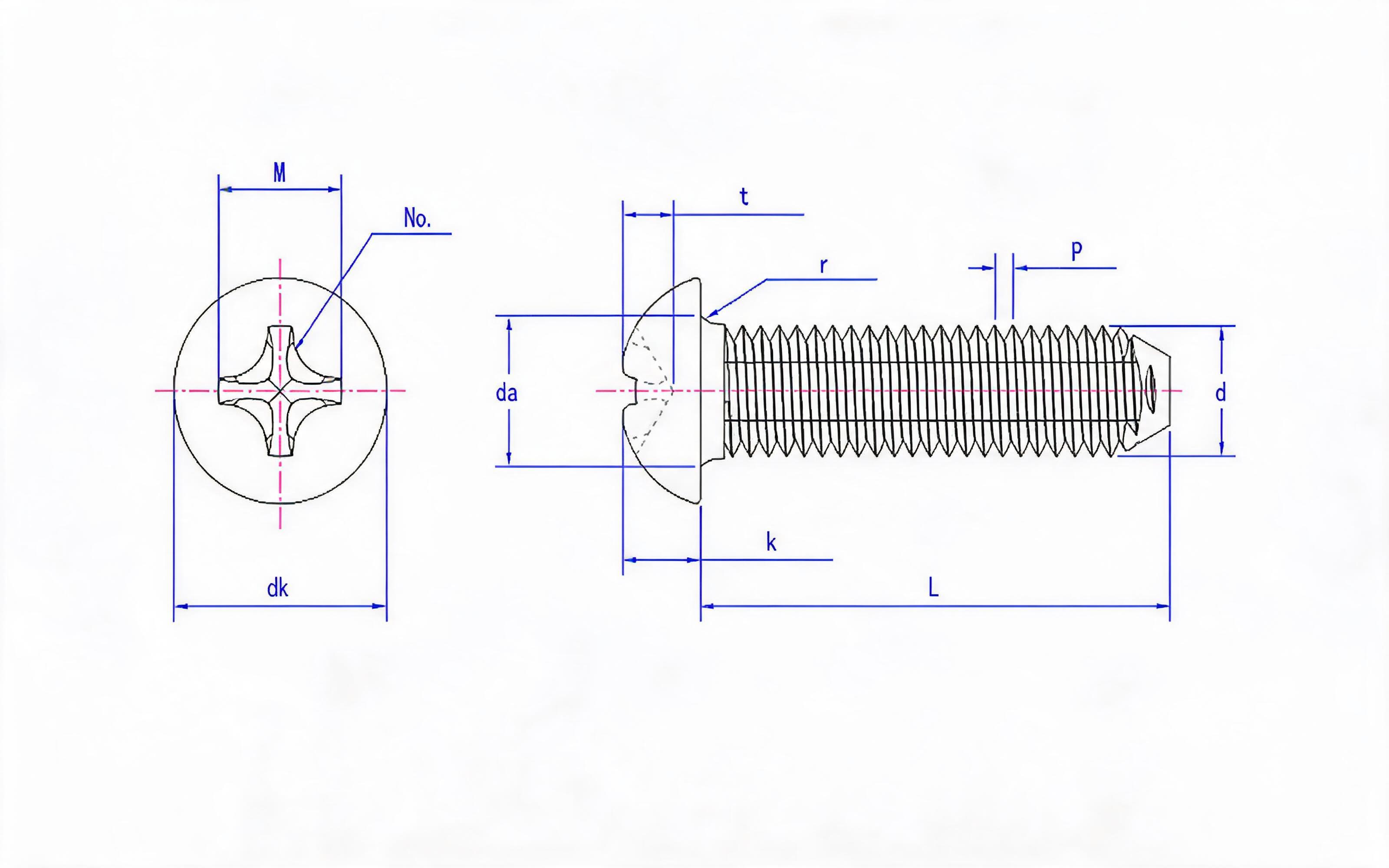 Cross recessed pan-head triangle lock screw (H type) Standard Drawing