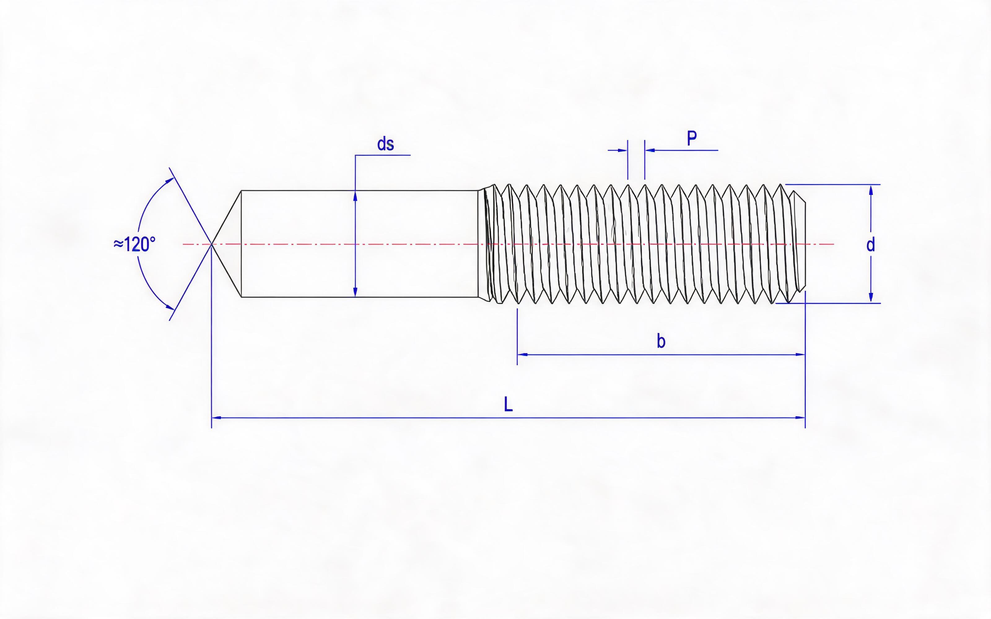 Welding Studs for Manual Welding - Type B (Extended) Standard Drawing