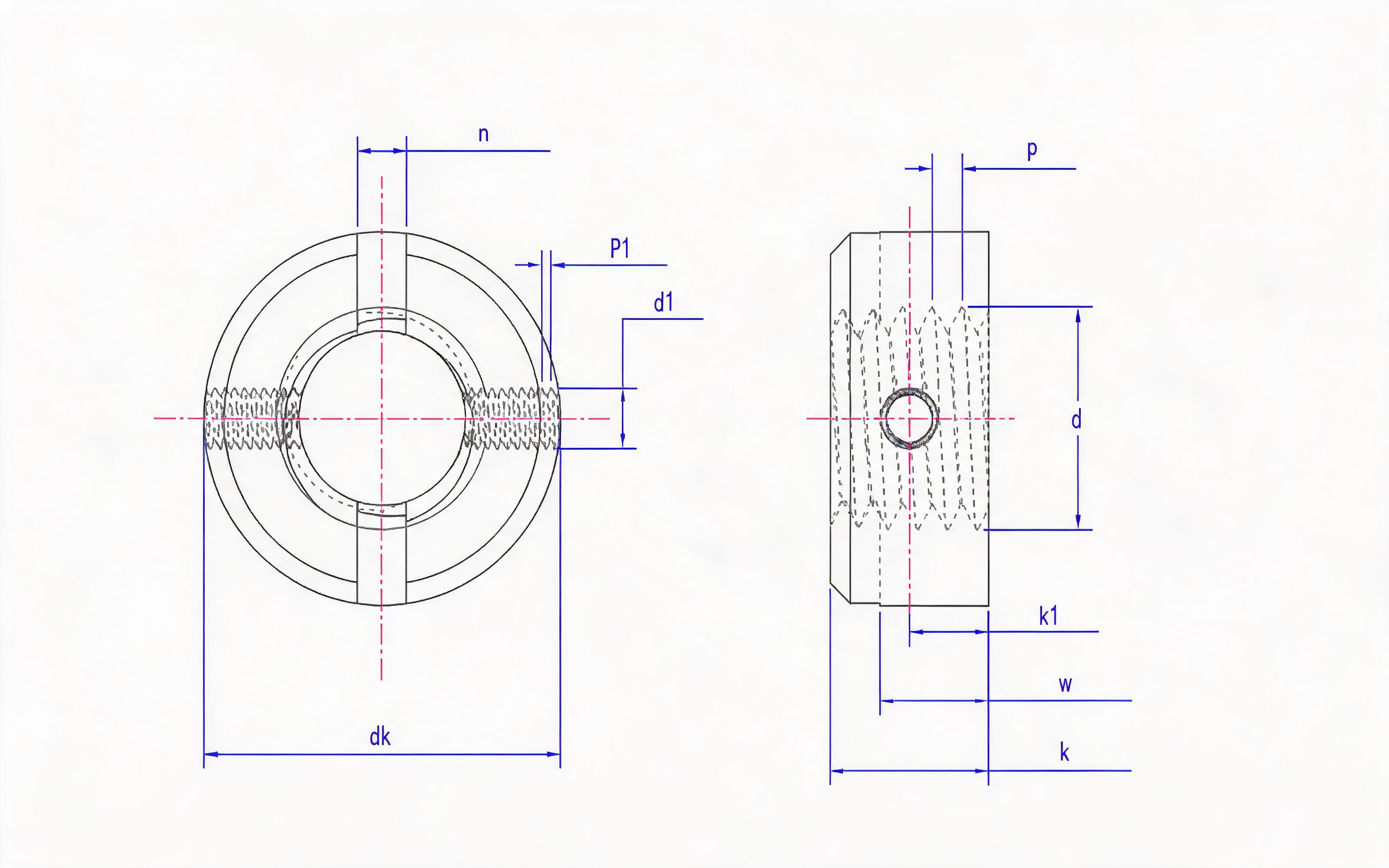 Slotted round nut (Type B) Standard Drawing