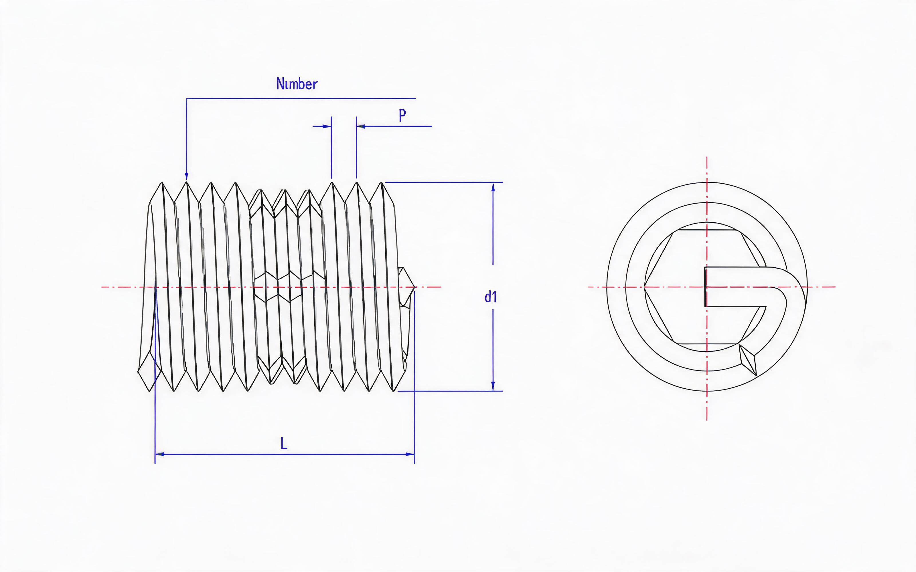 Locking type steel wire screw sleeve (L=1.5d) Standard Drawing