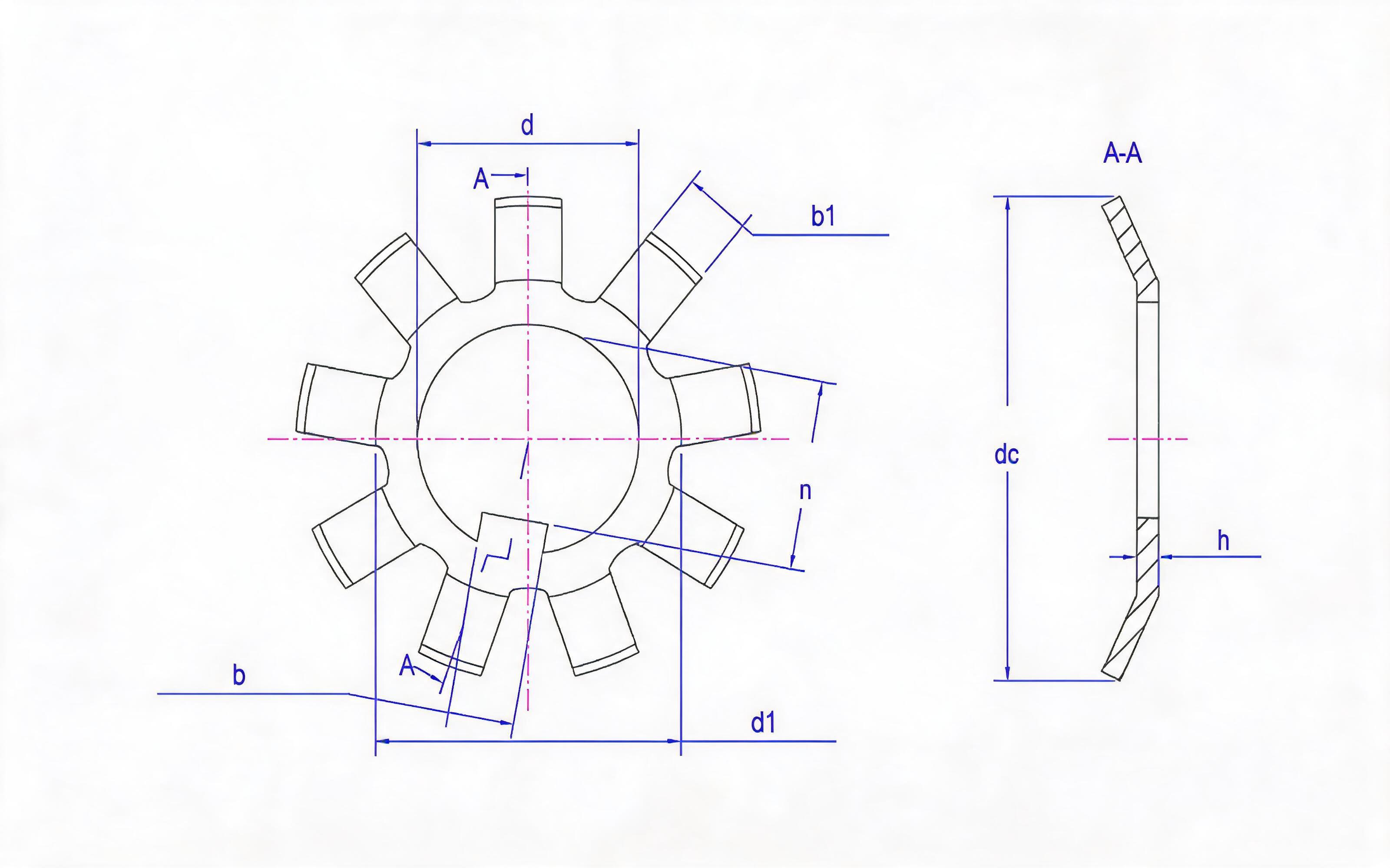 Stop washer for round nut (type MBL) Standard Drawing