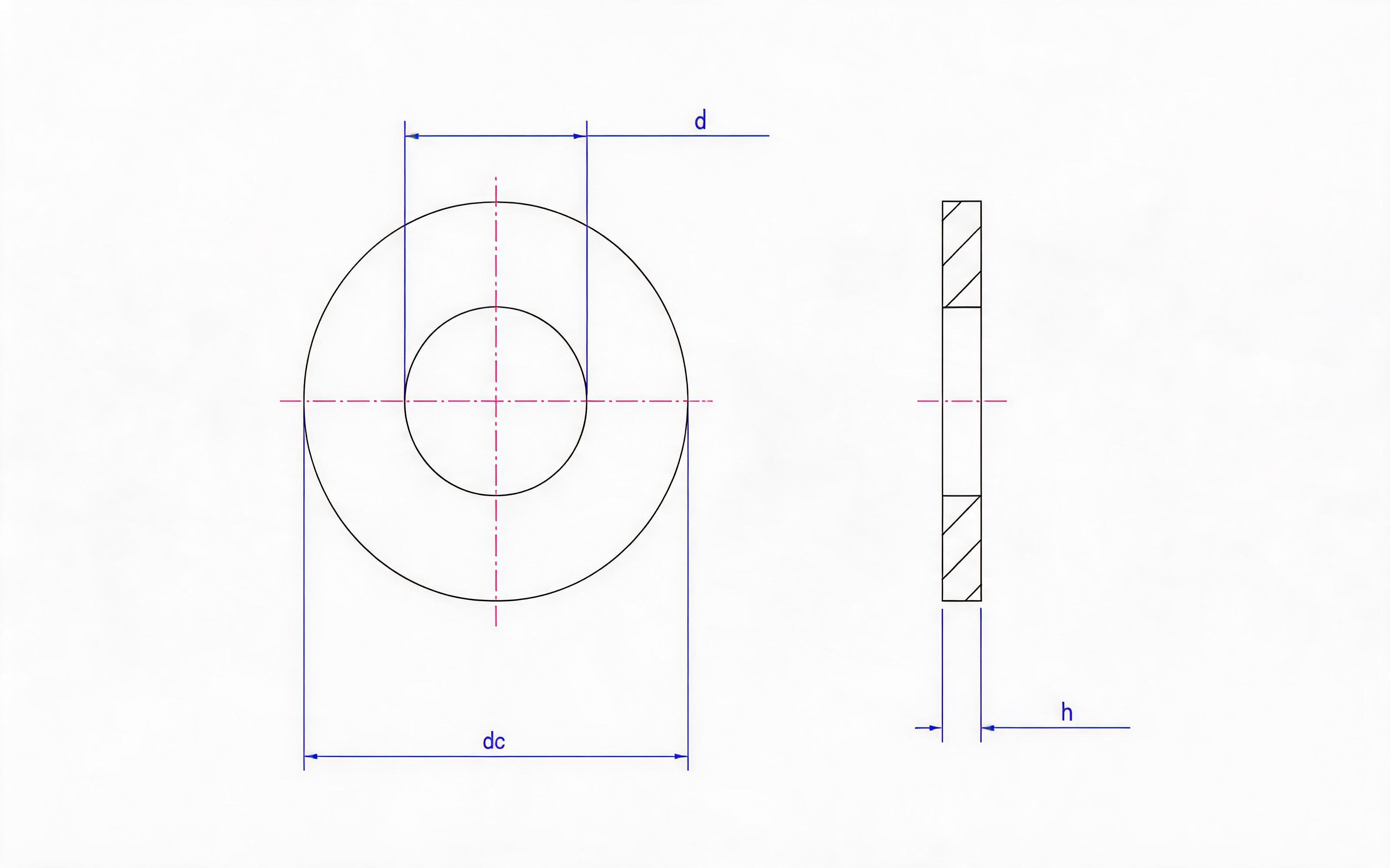 Flat washer for self-tapping screw and washer assembly Standard Drawing