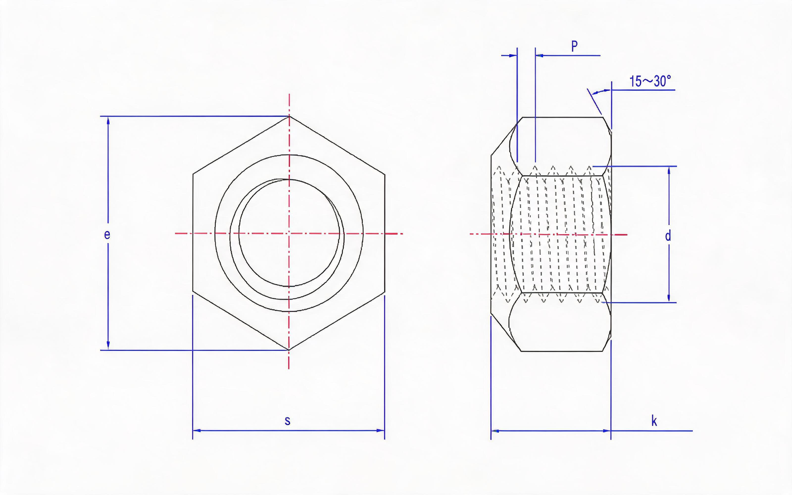 Type 1 all-metal hexagon lock nut Standard Drawing