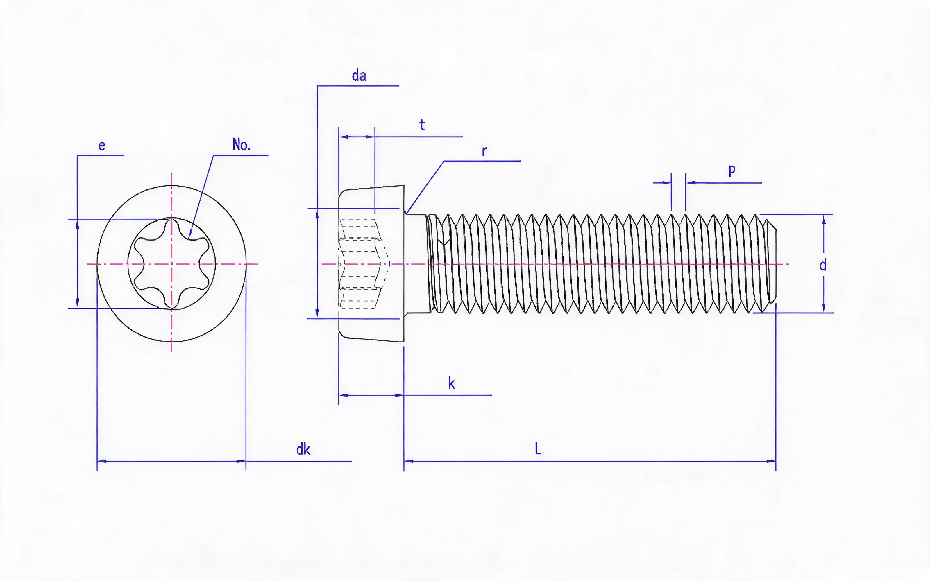 Hexagon socket cheese head screw Standard Drawing