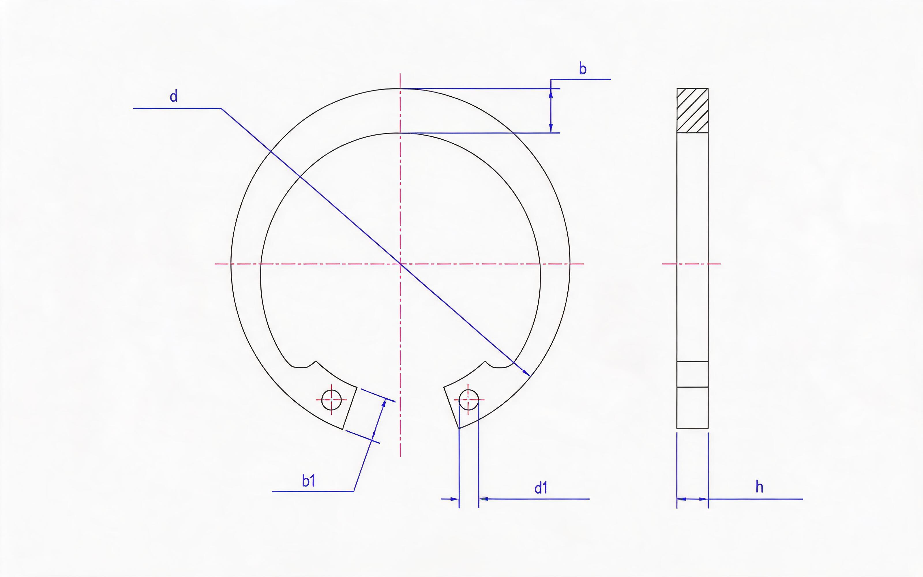 Circlip for standard bore (type A, d≥25mm) Standard Drawing