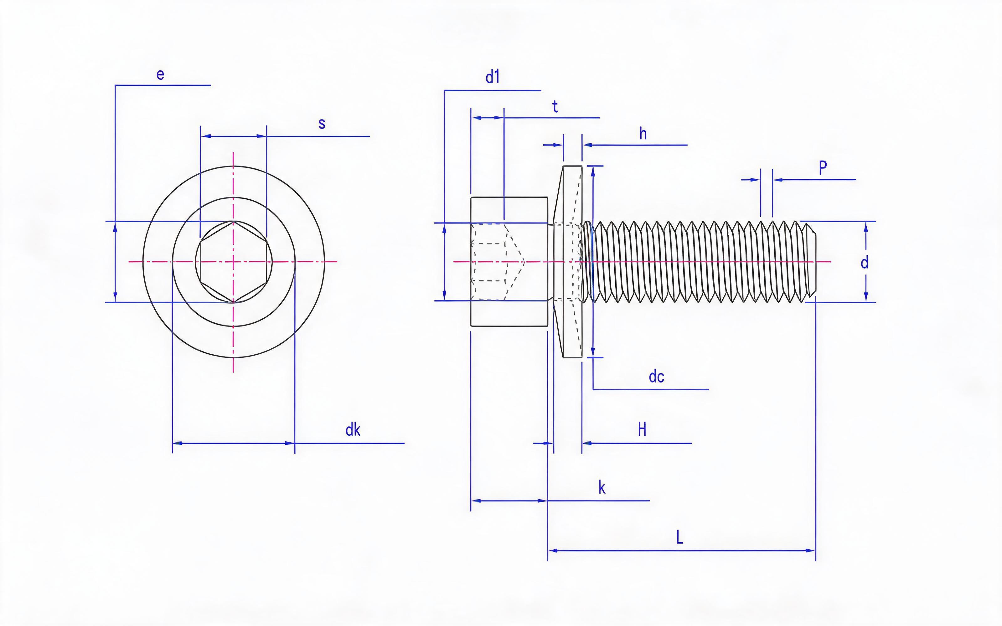 Hexagon socket head cap screw and conical elastic washer combination Standard Drawing