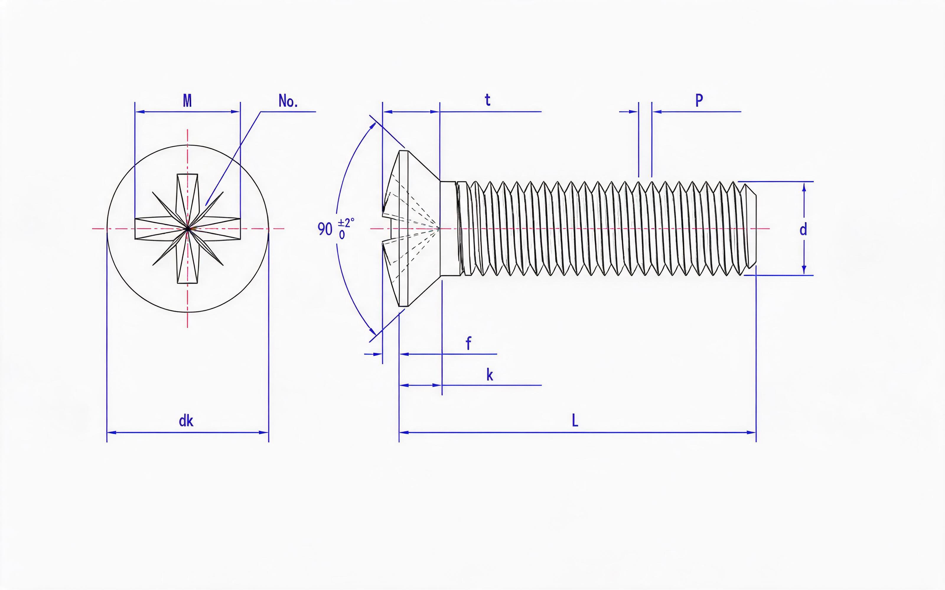 RAISED SLOT COUNTERSUNK HEAD SCREW (Z-SLOT) Standard Drawing
