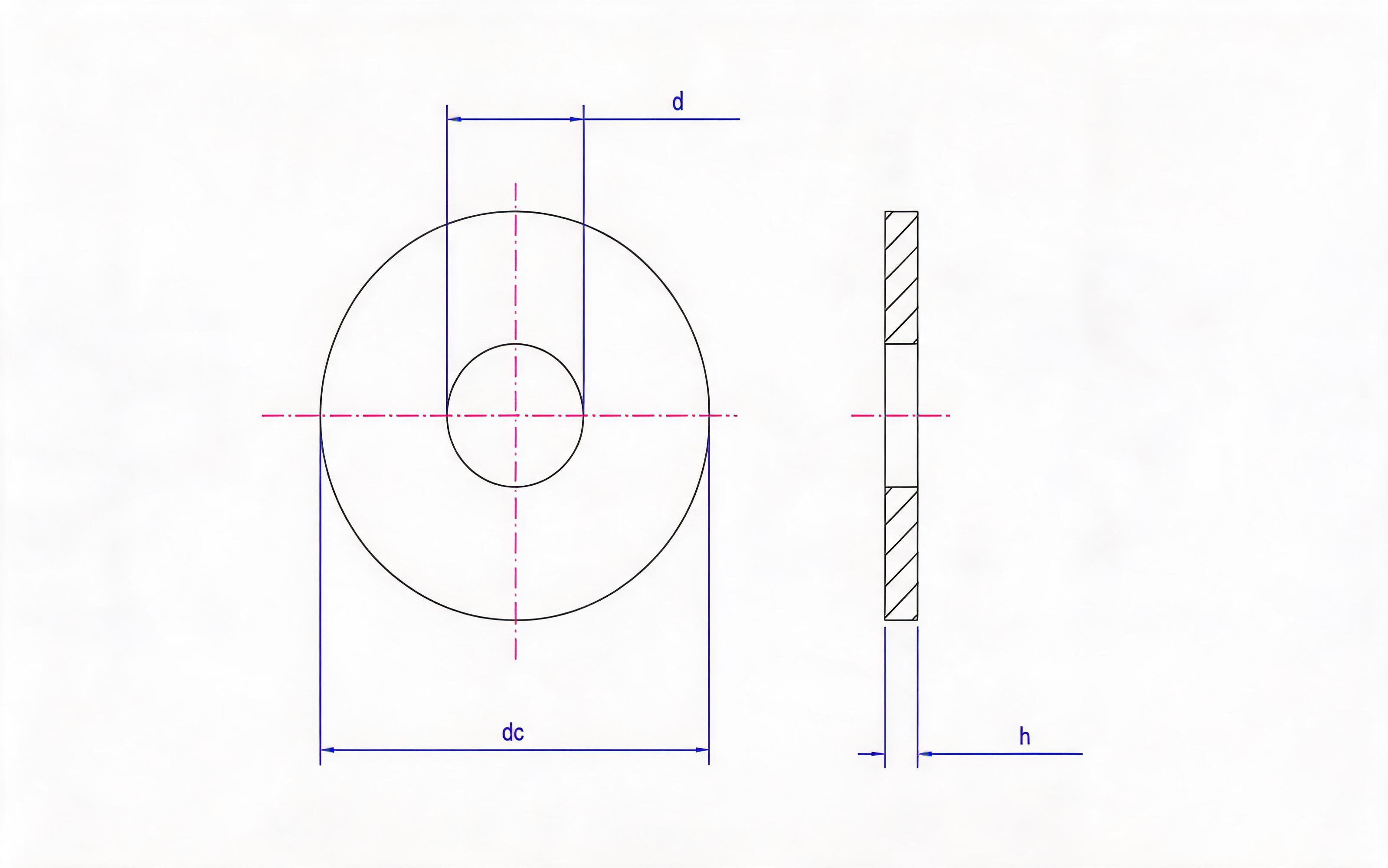 Extra large washer Standard Drawing