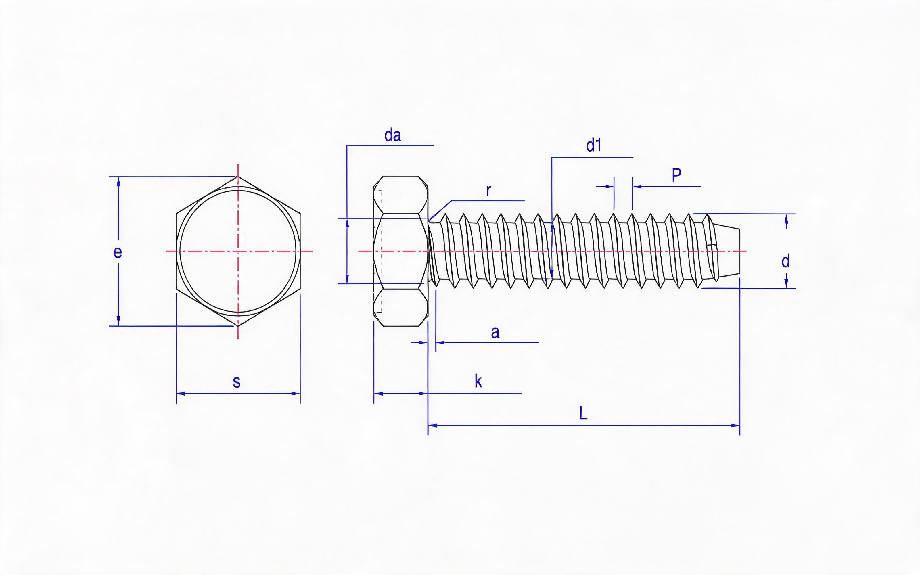 Type F recessed hexagon head self-tapping screw Standard Drawing