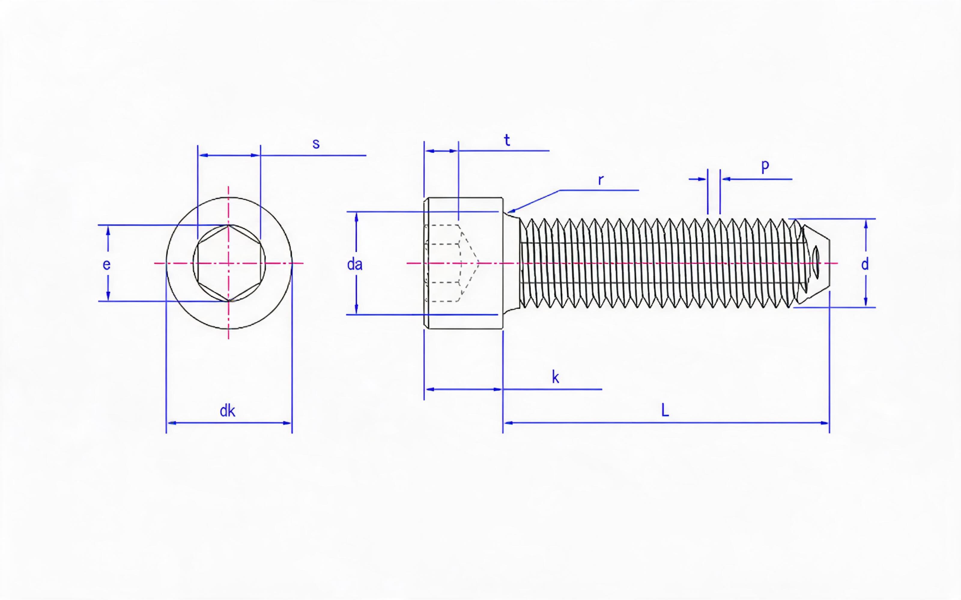 Hexagonal cheese head triangle lock screw Standard Drawing
