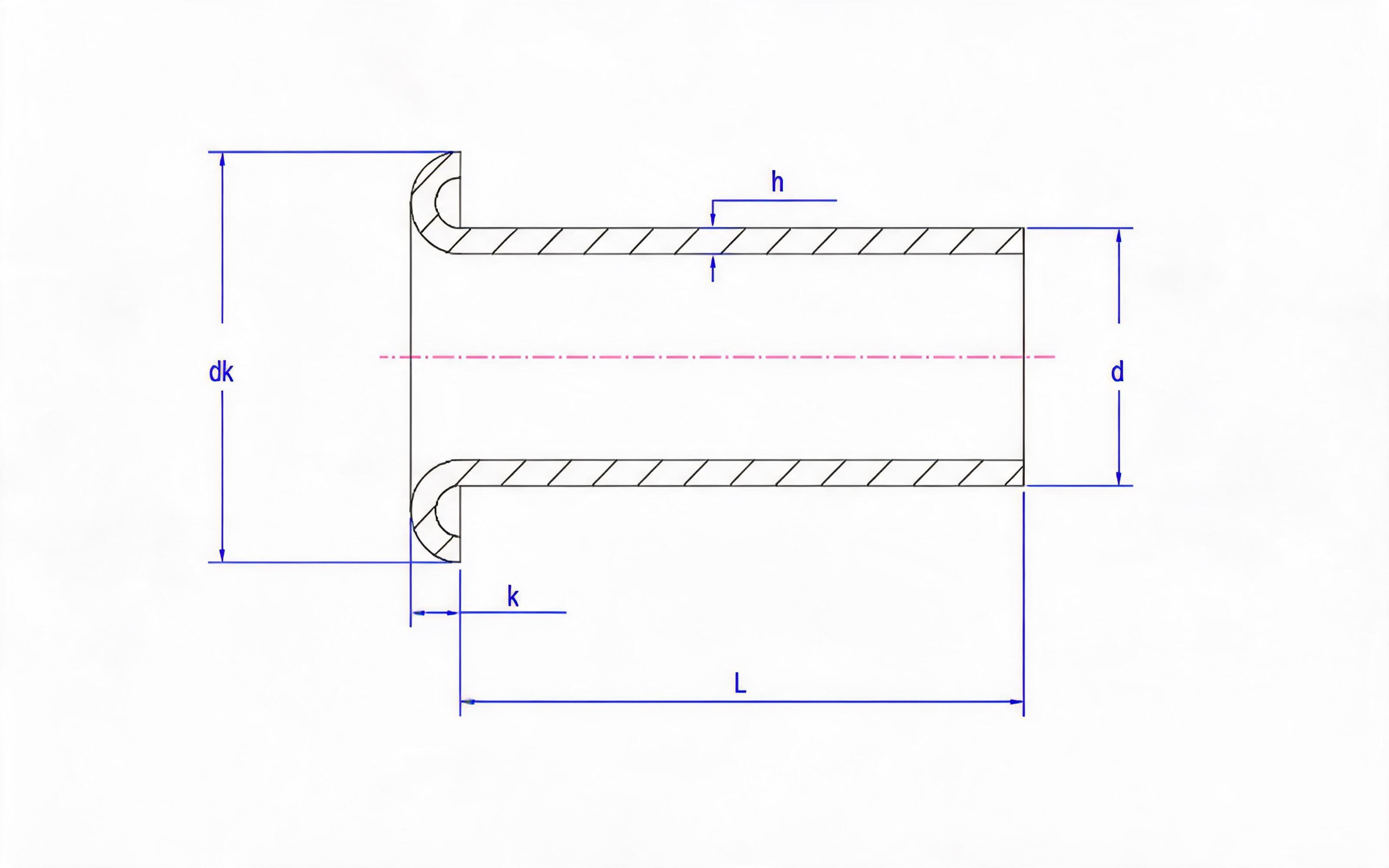 Type B tubular rivet (wall thickness 0.4mm) Standard Drawing