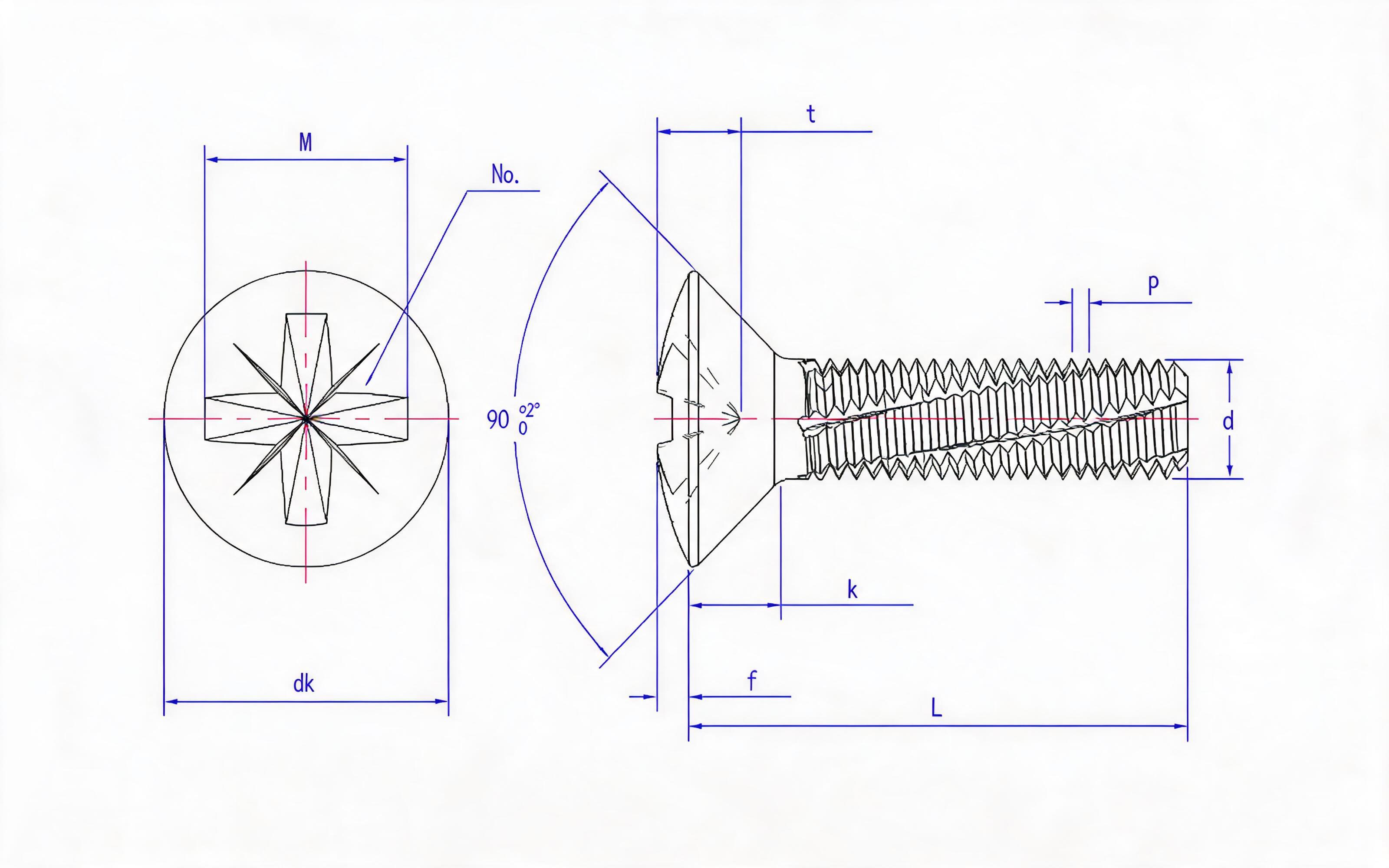 RAISED SLOT RAISED COUNTERSUNK HEAD CUT THREAD SCREW (TYPE Z) Standard Drawing
