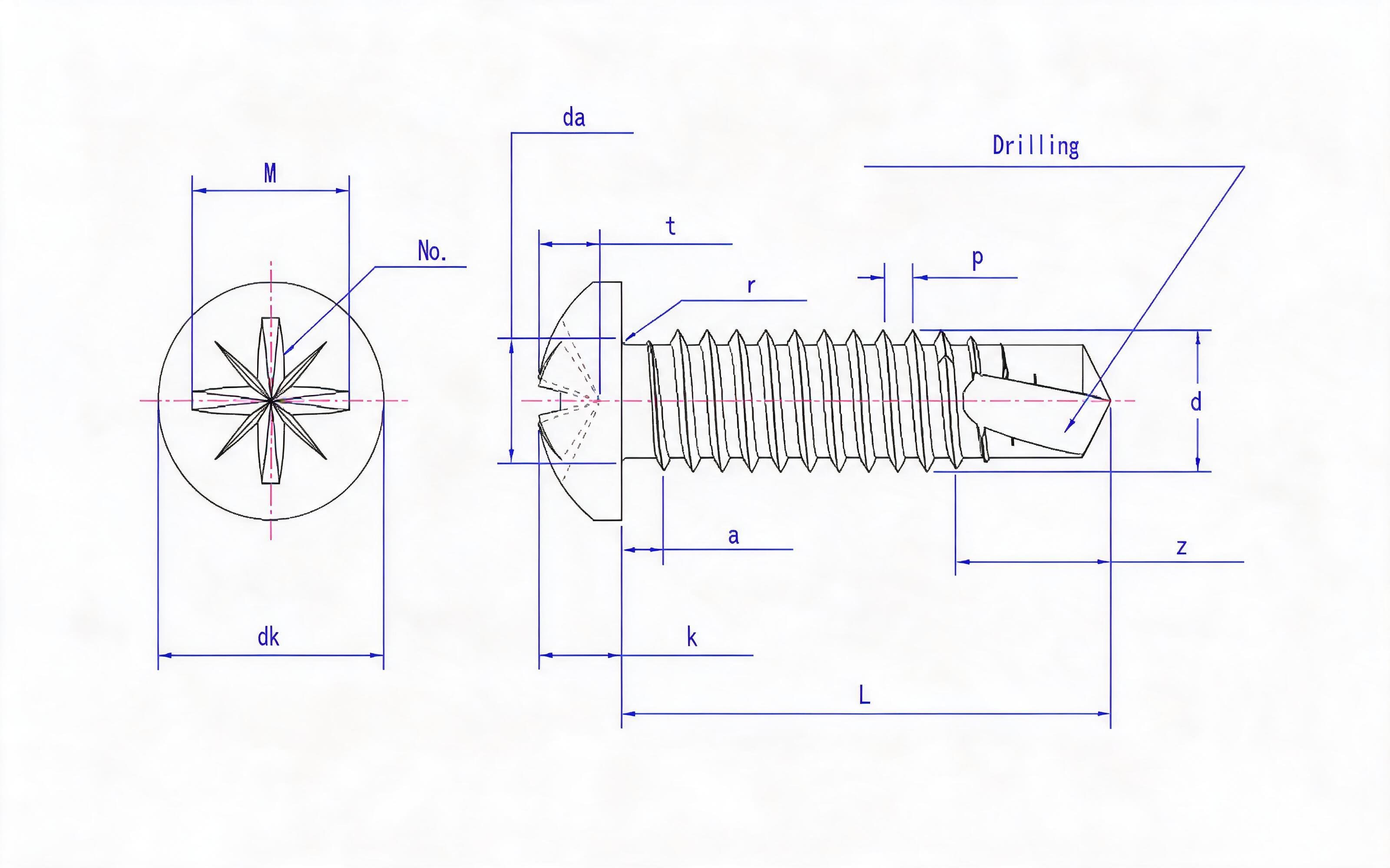 Slotted round head self-tapping screw (Z type) Standard Drawing