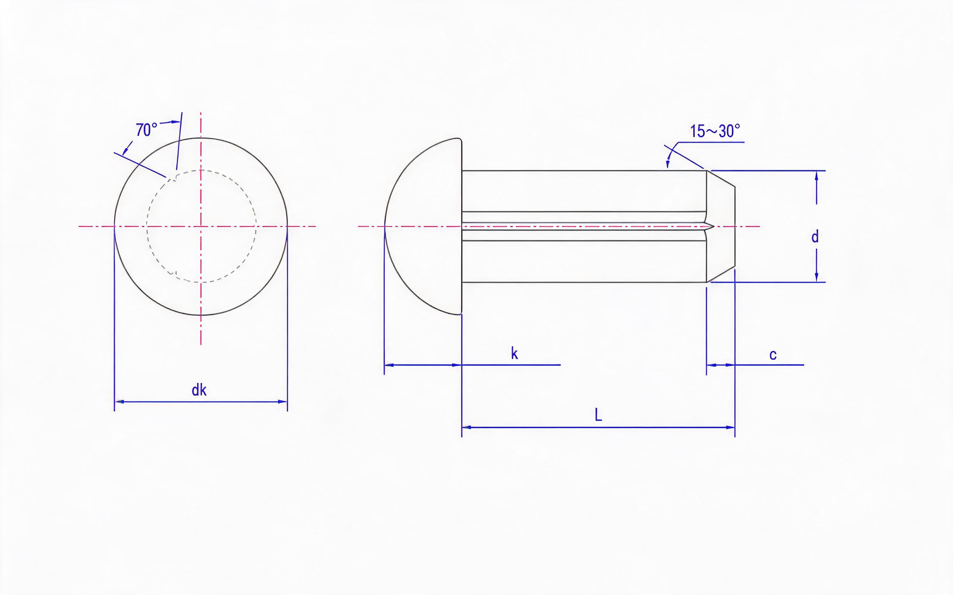 Round Head Slotted Pin (Type A) Standard Drawing