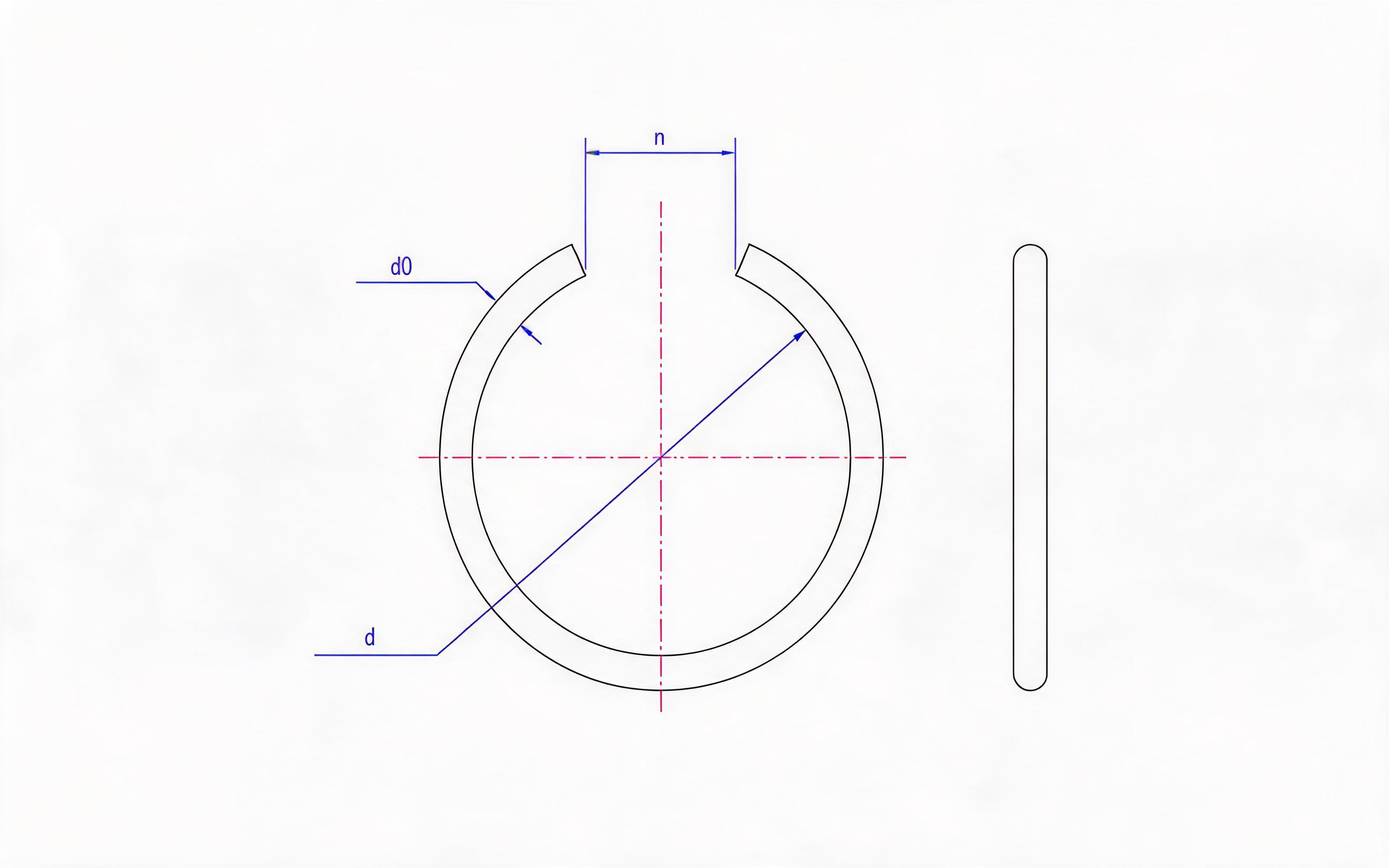 Steel wire retainer for shaft Standard Drawing