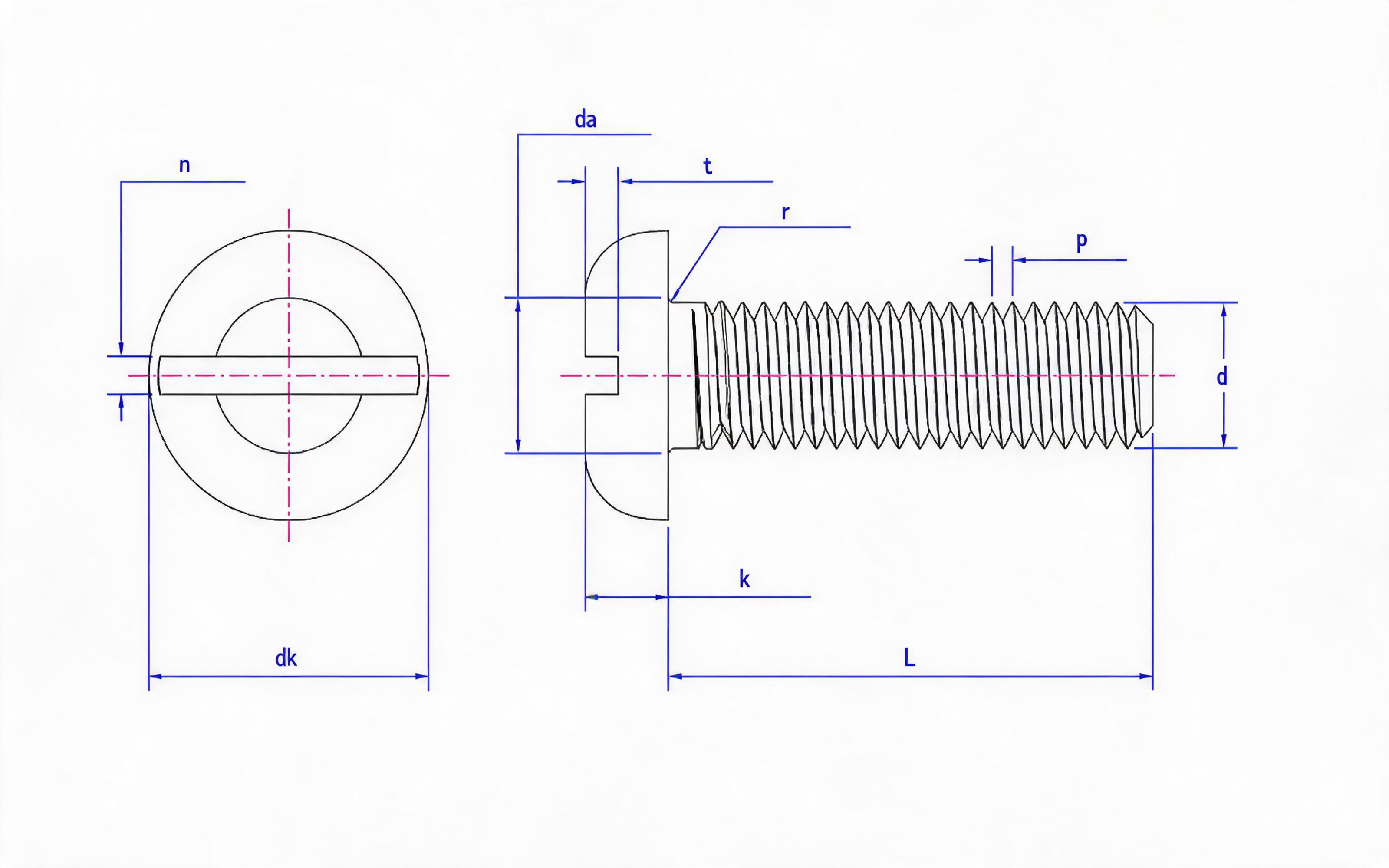 SLOTTED PAN HEAD SCREW Standard Drawing