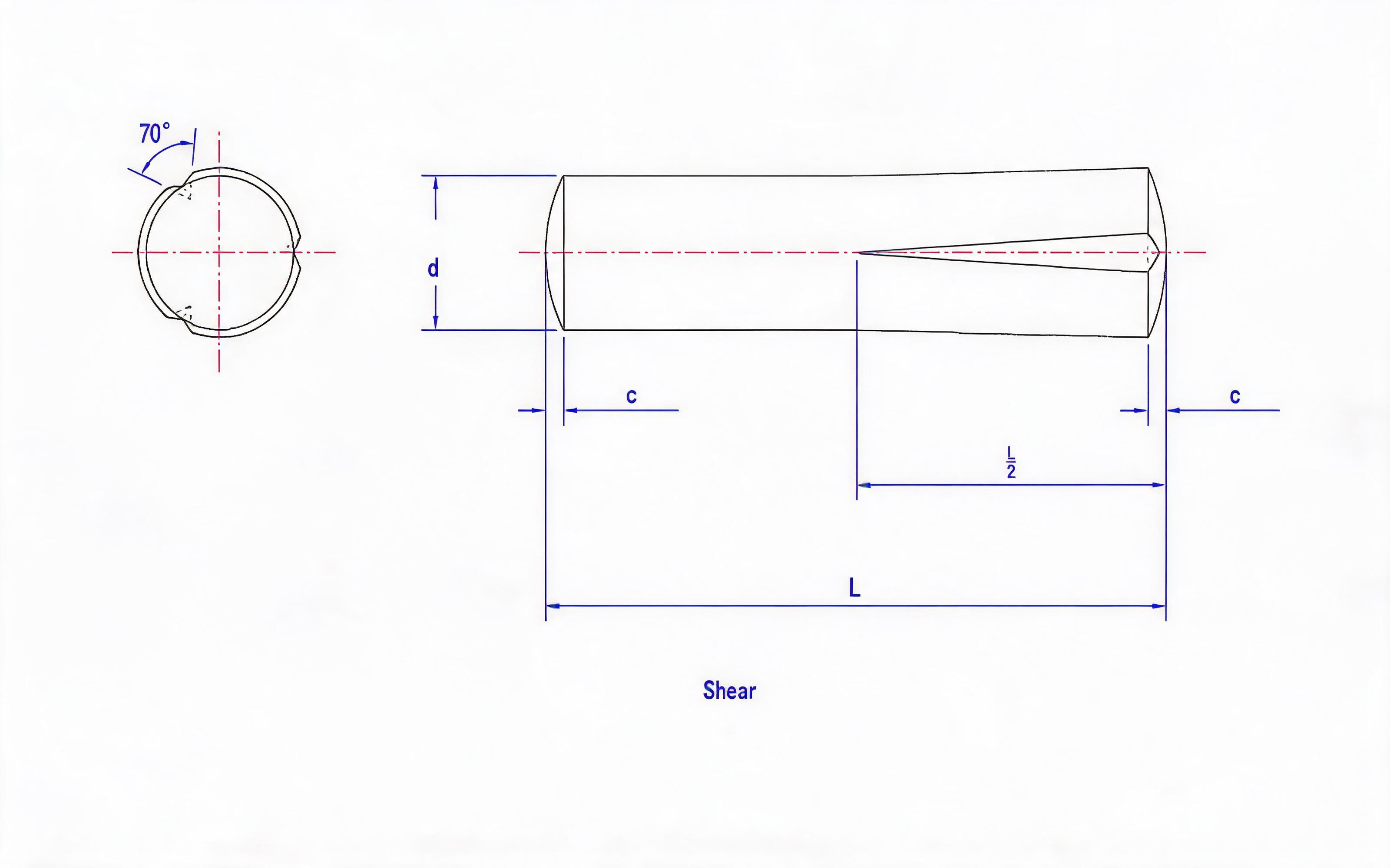 SLOTTED PIN HALF LONG CONE SLOT (TYPE B) Standard Drawing