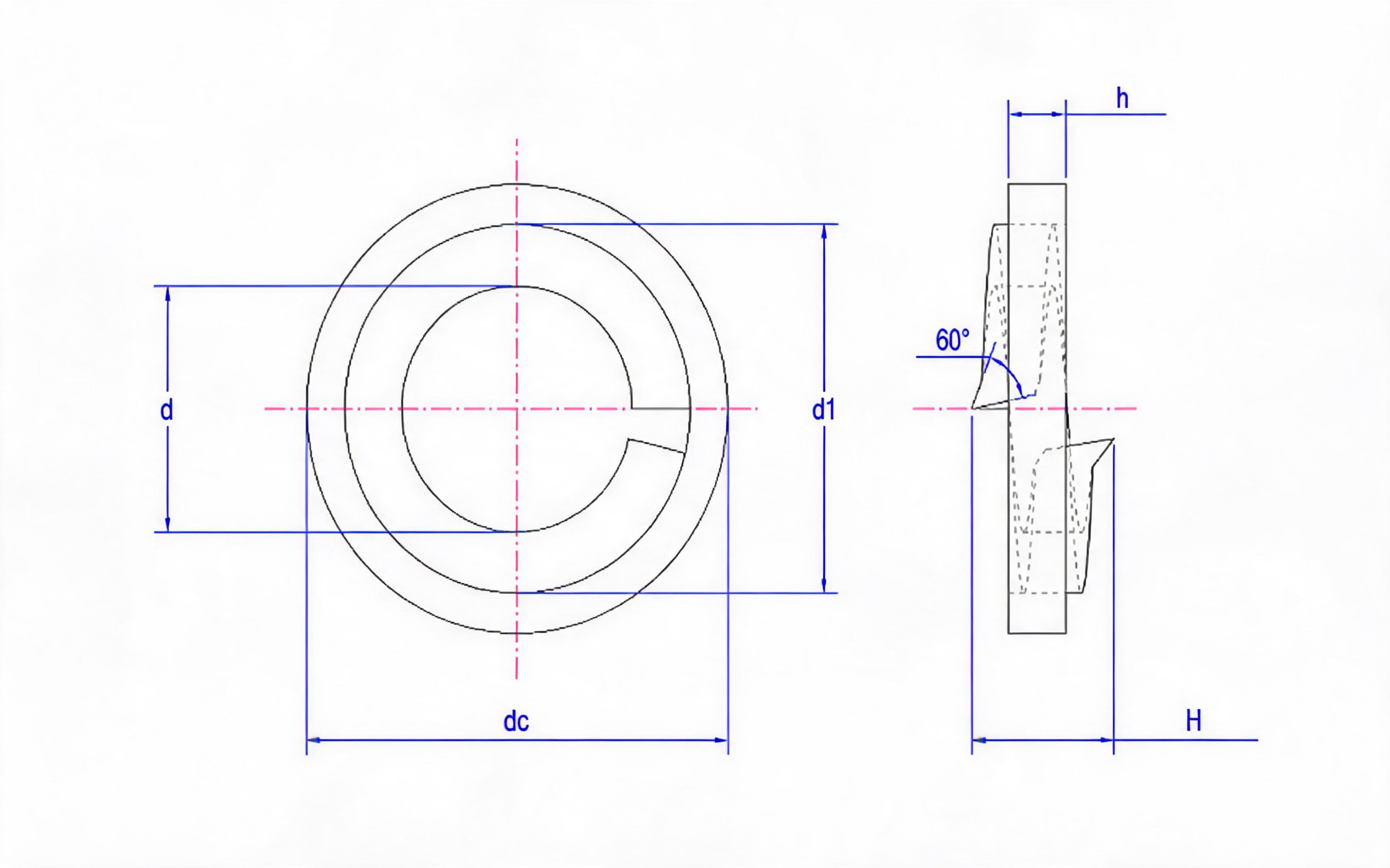 Spring washer with safety ring (Type A) Standard Drawing