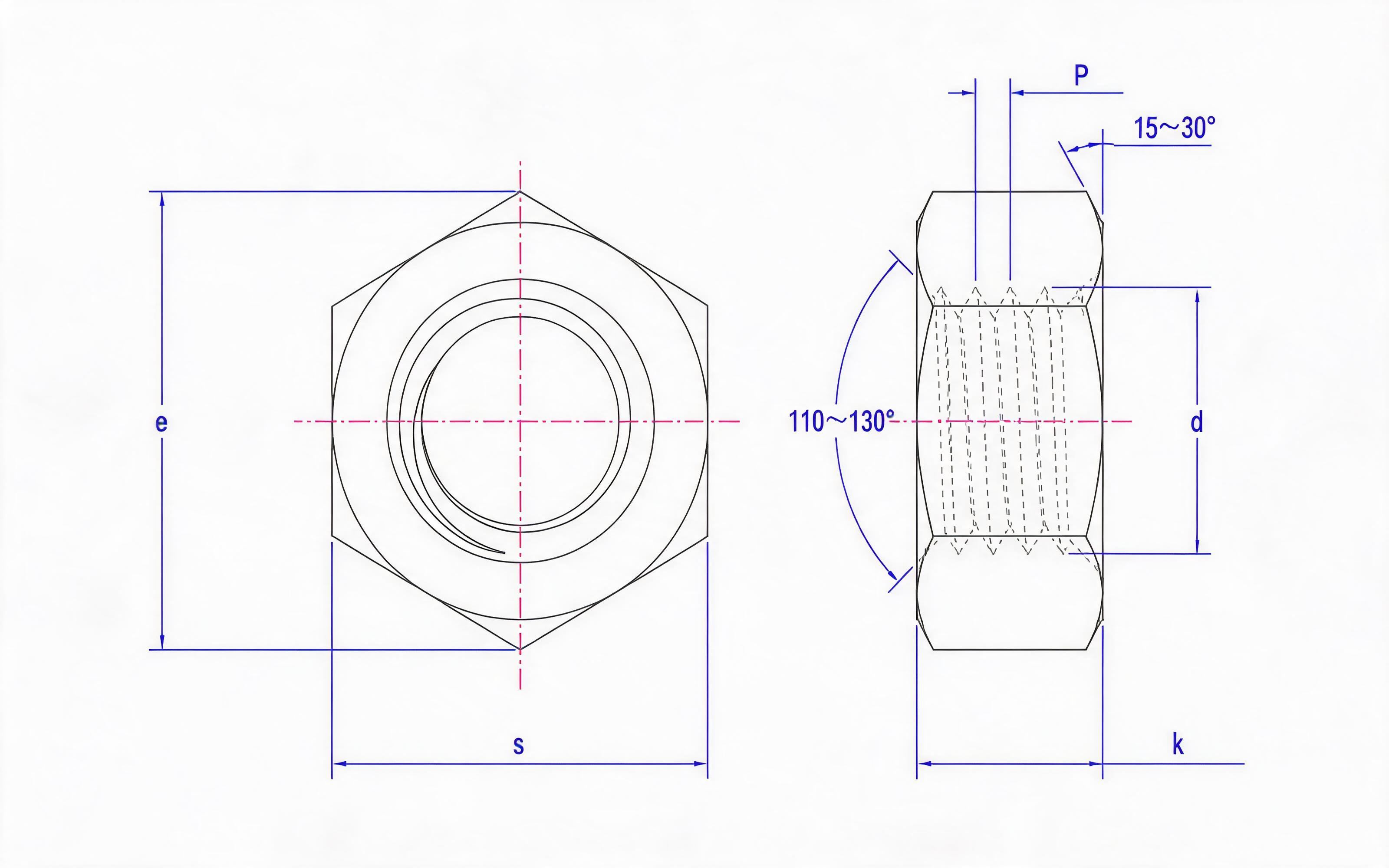 High-strength hexagon nut for steel structure Standard Drawing
