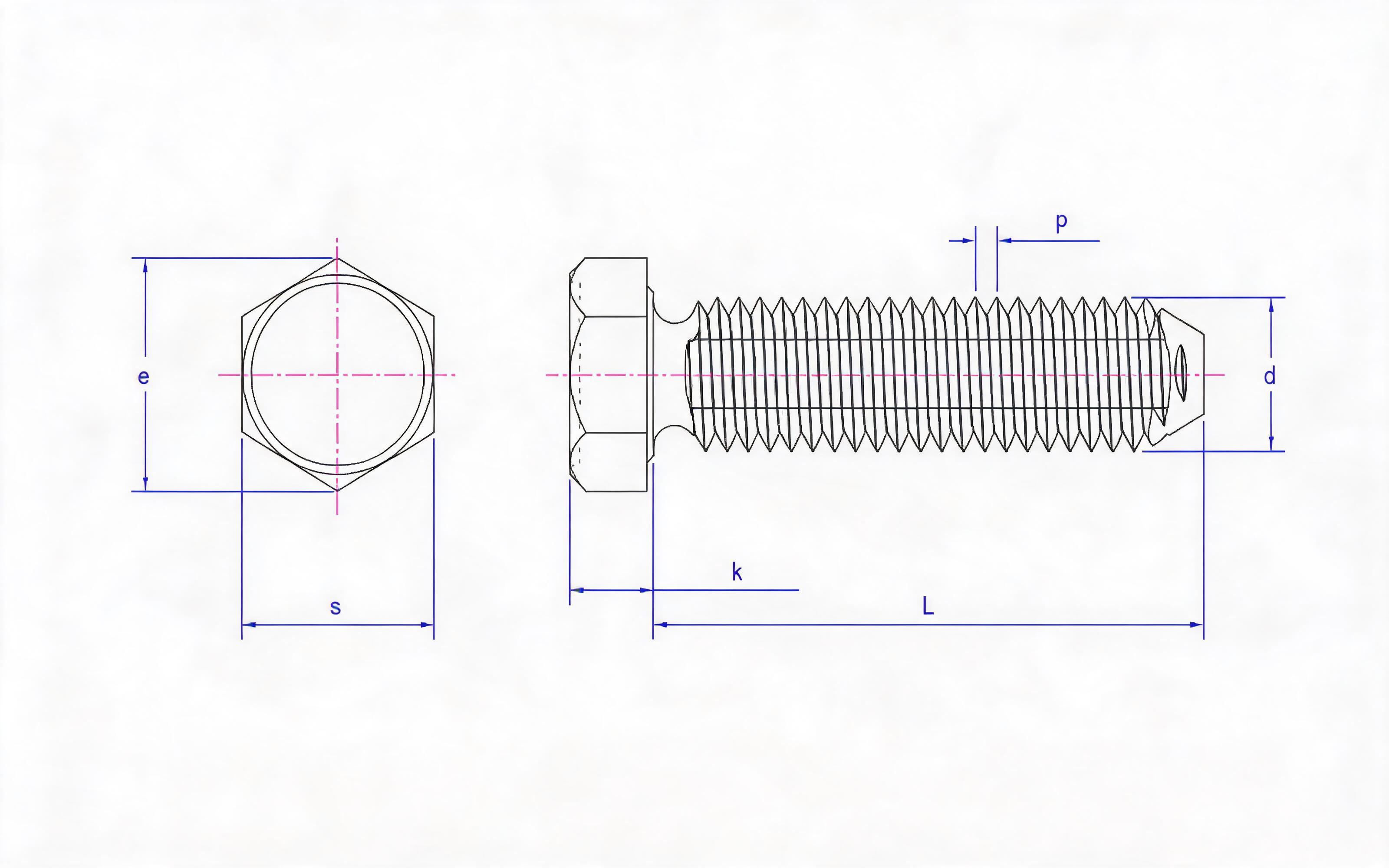 Hexagon self-tapping locking screw Standard Drawing
