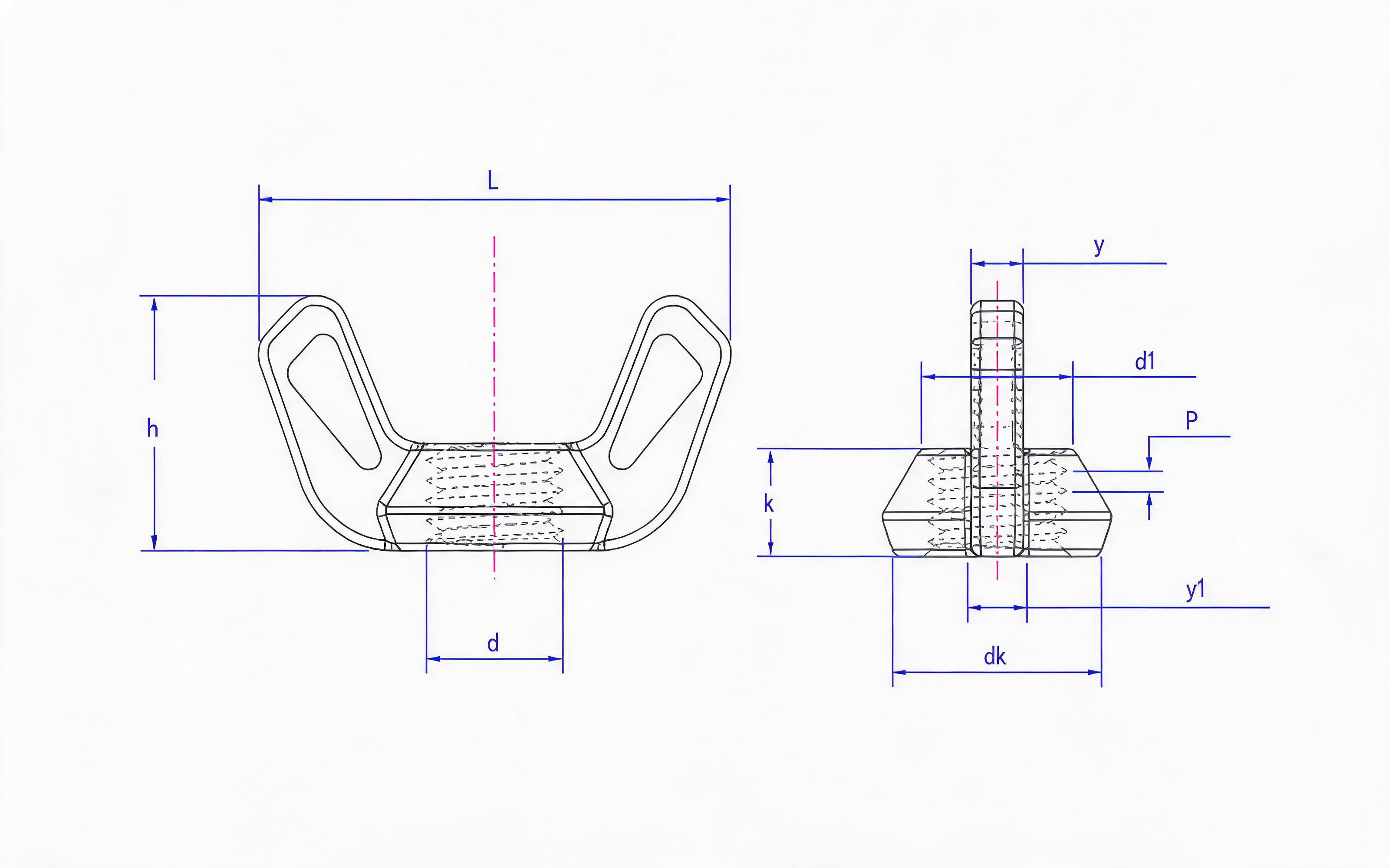 Die casting of butterfly nut Standard Drawing