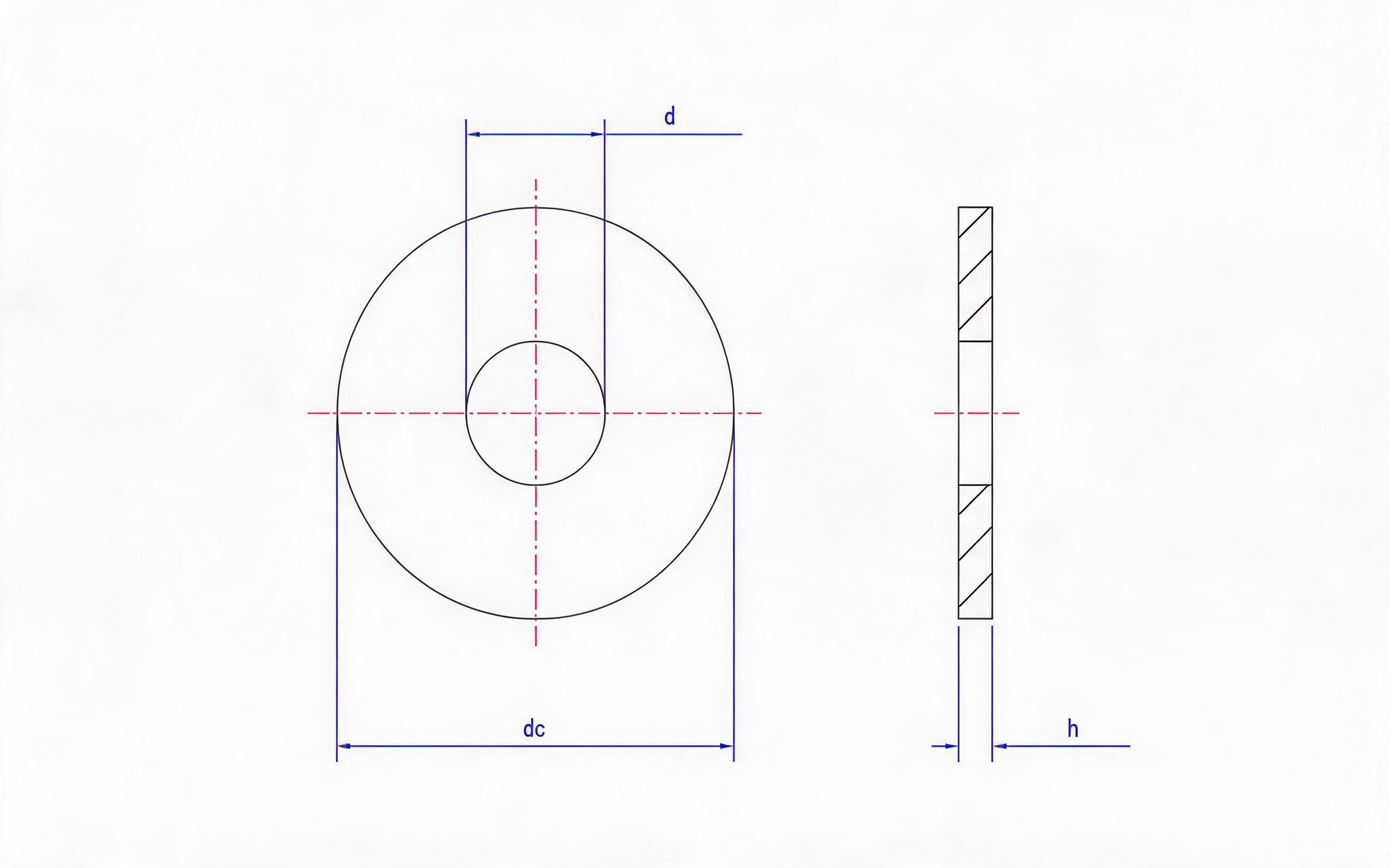 Large flat washer Standard Drawing