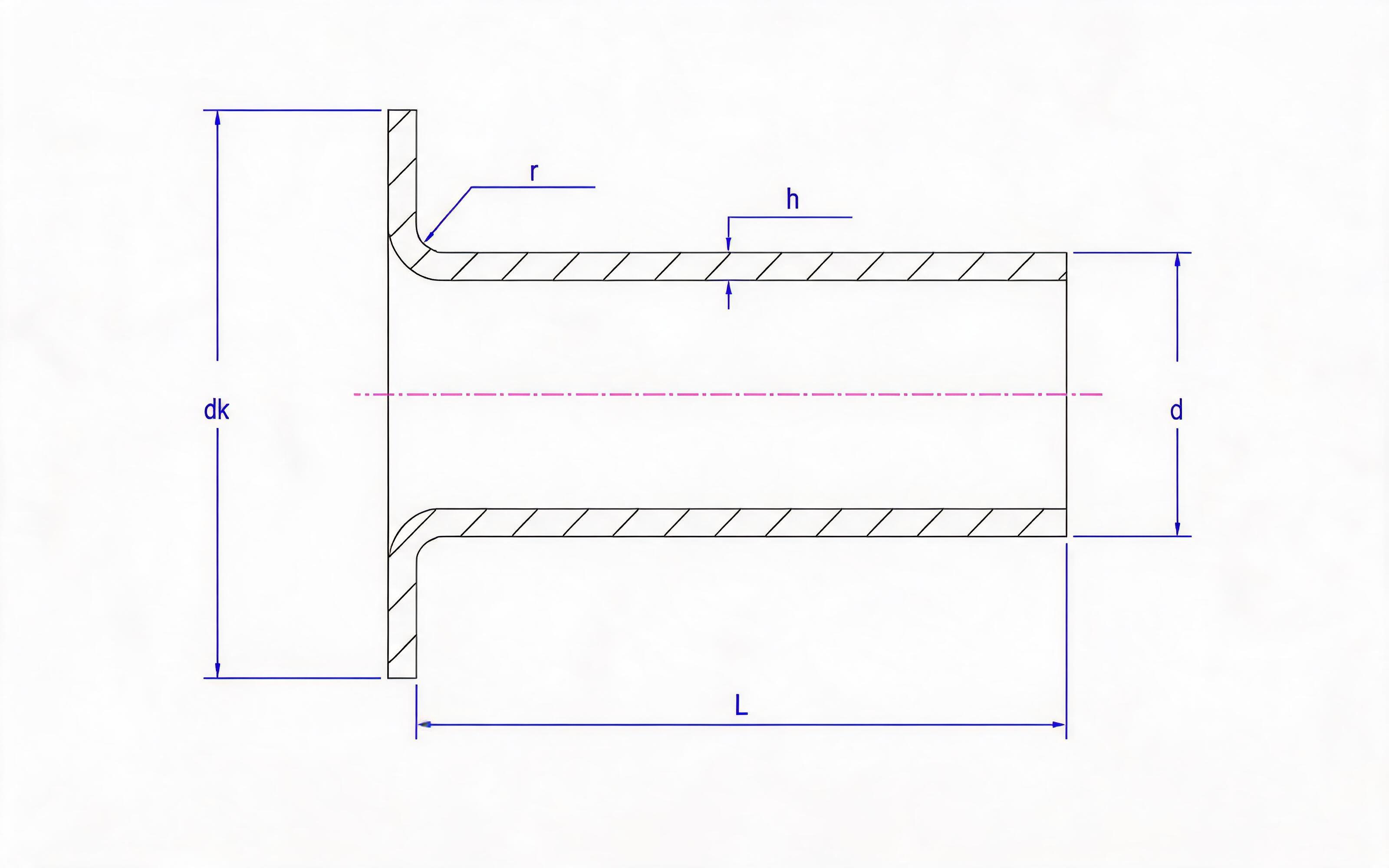 Type A flat-head blind rivet (wall thickness: 0.5mm) Standard Drawing