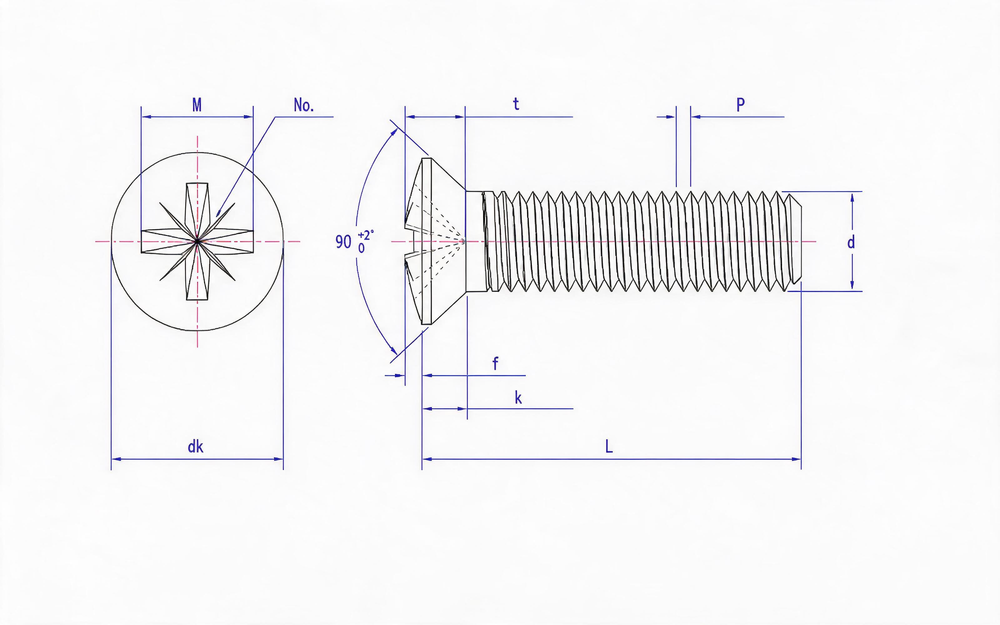 RAISED SLOT COUNTERSUNK HEAD SCREW (Z-SLOT) Standard Drawing