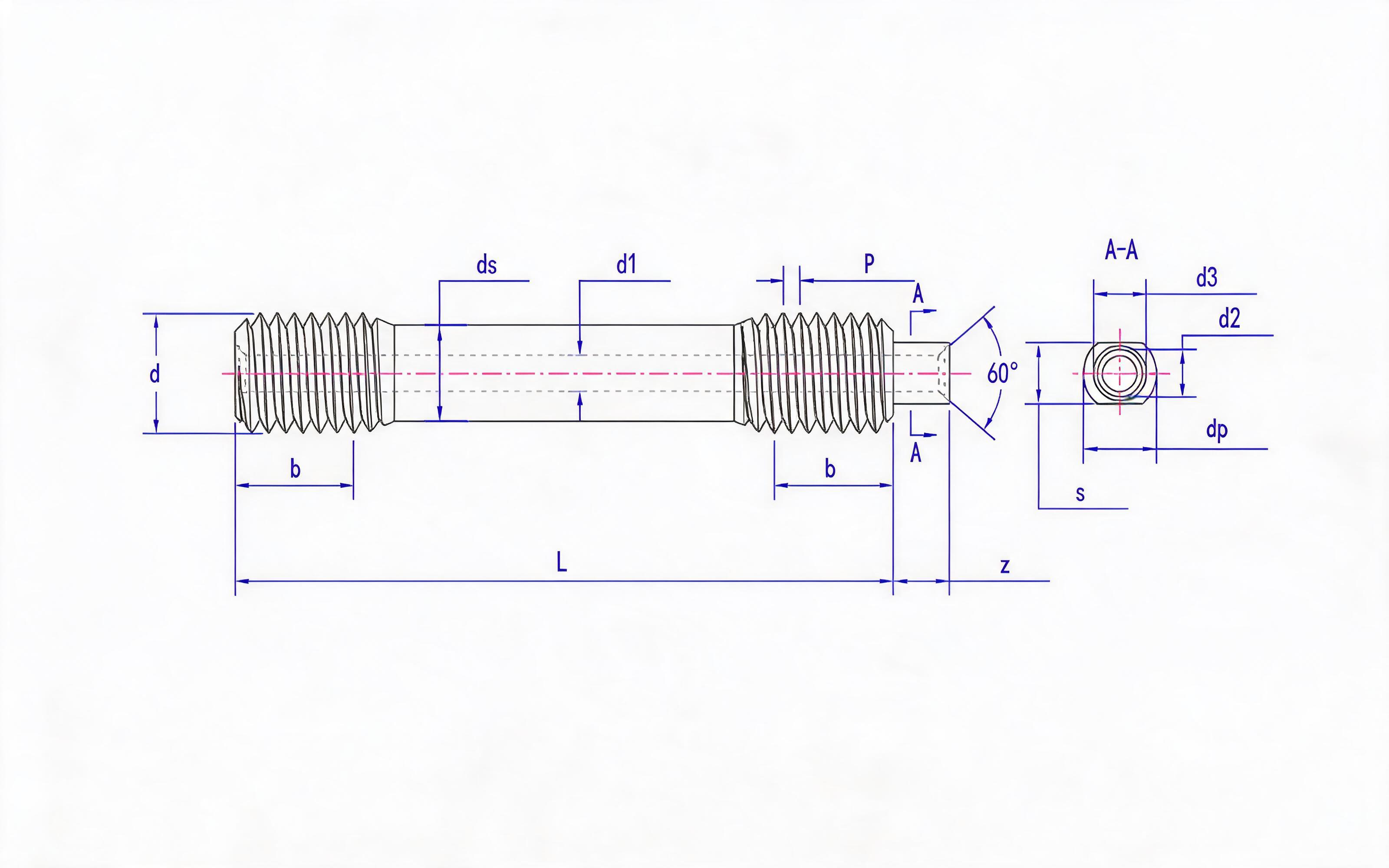 S double-head equal-length thread stud (d ≥ 64mm) Table 1 Standard Drawing