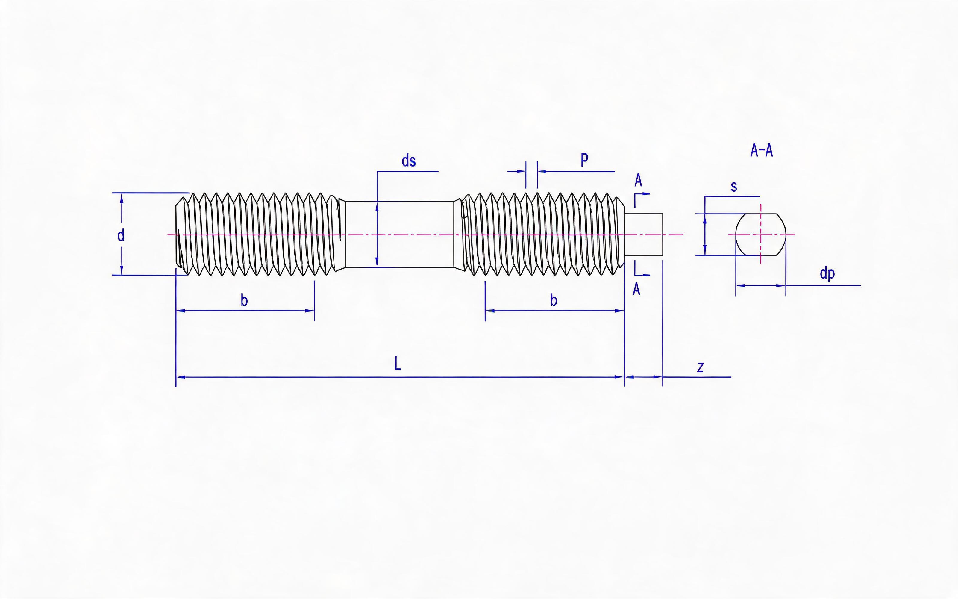 L-type double-head equal-length stud Table 1 Standard Drawing