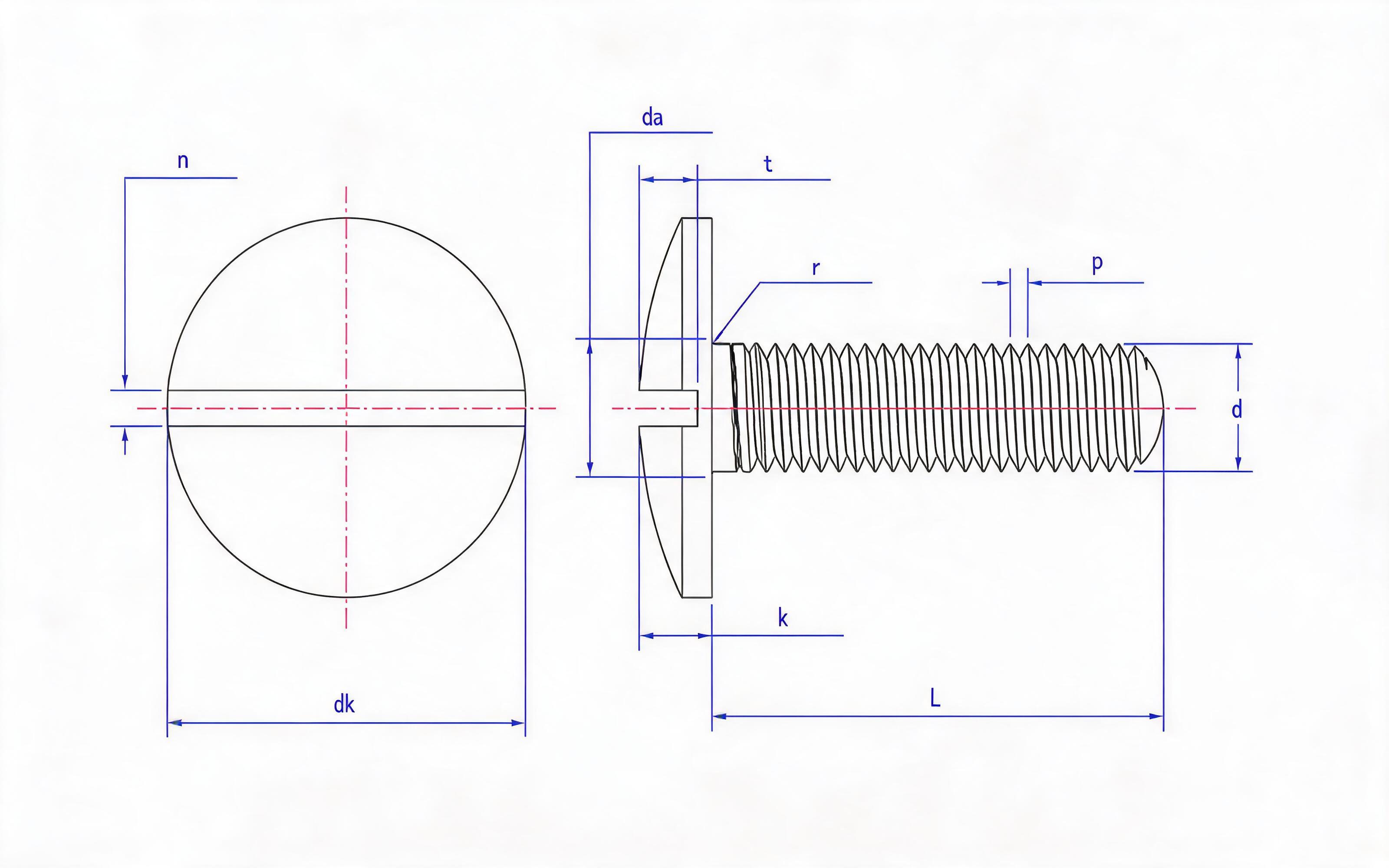 Slotted spherical big cheese head screw Standard Drawing