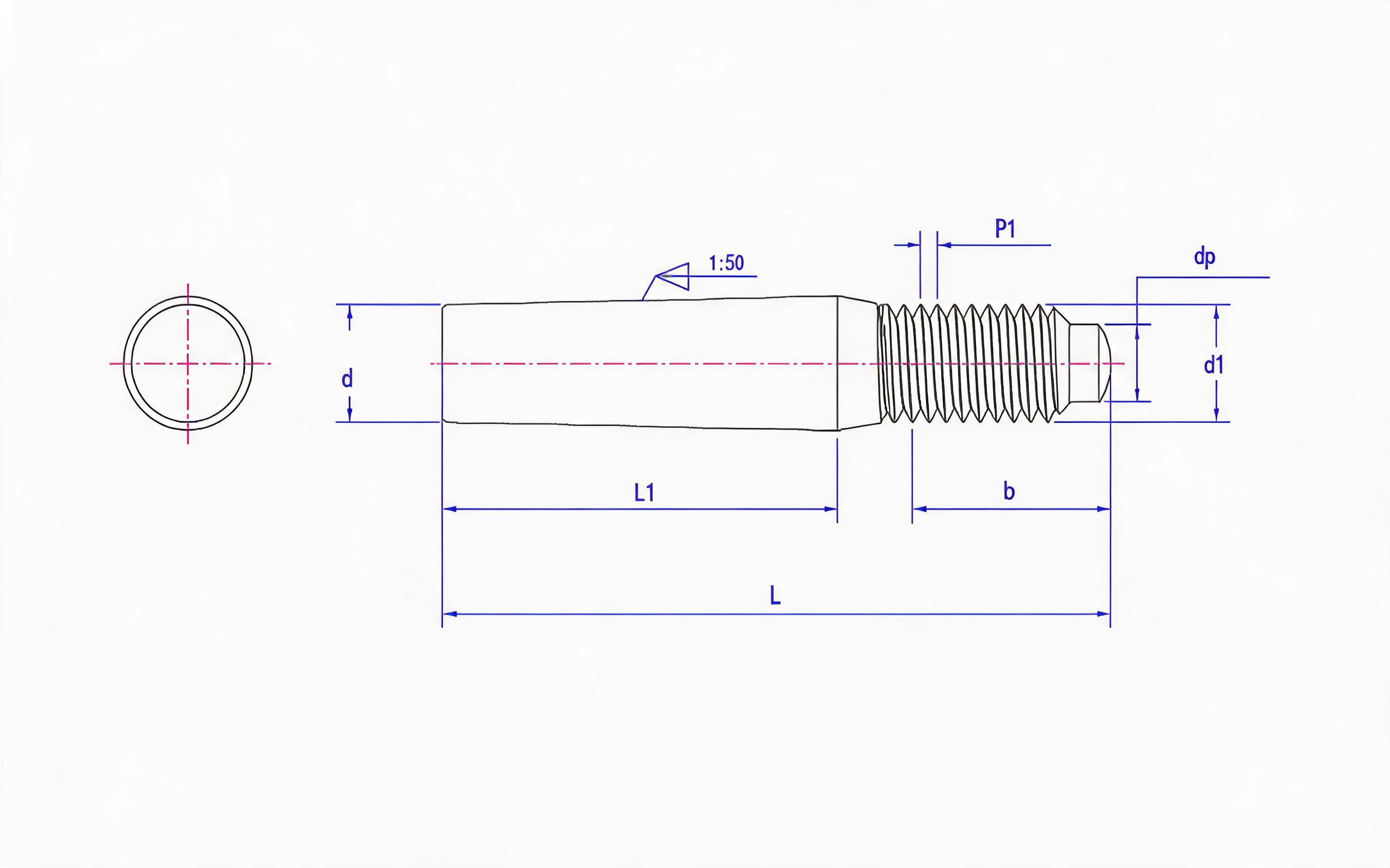 Taper pin, screw tail Standard Drawing