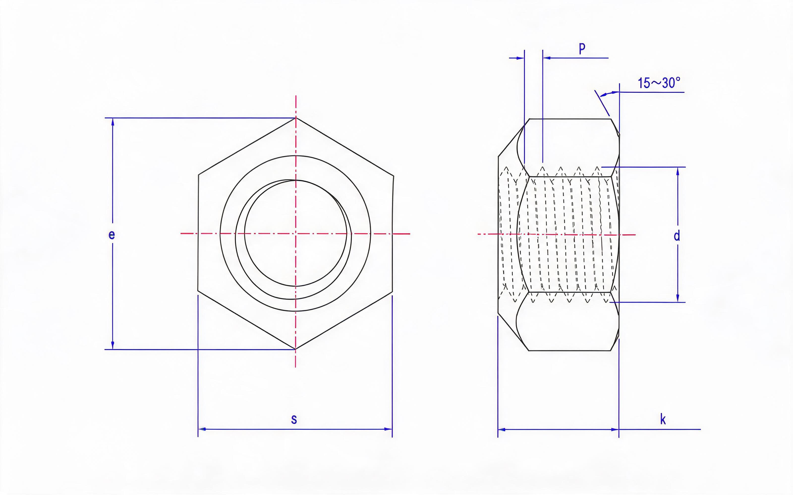 Type 2 all-metal hexagon lock nut Standard Drawing