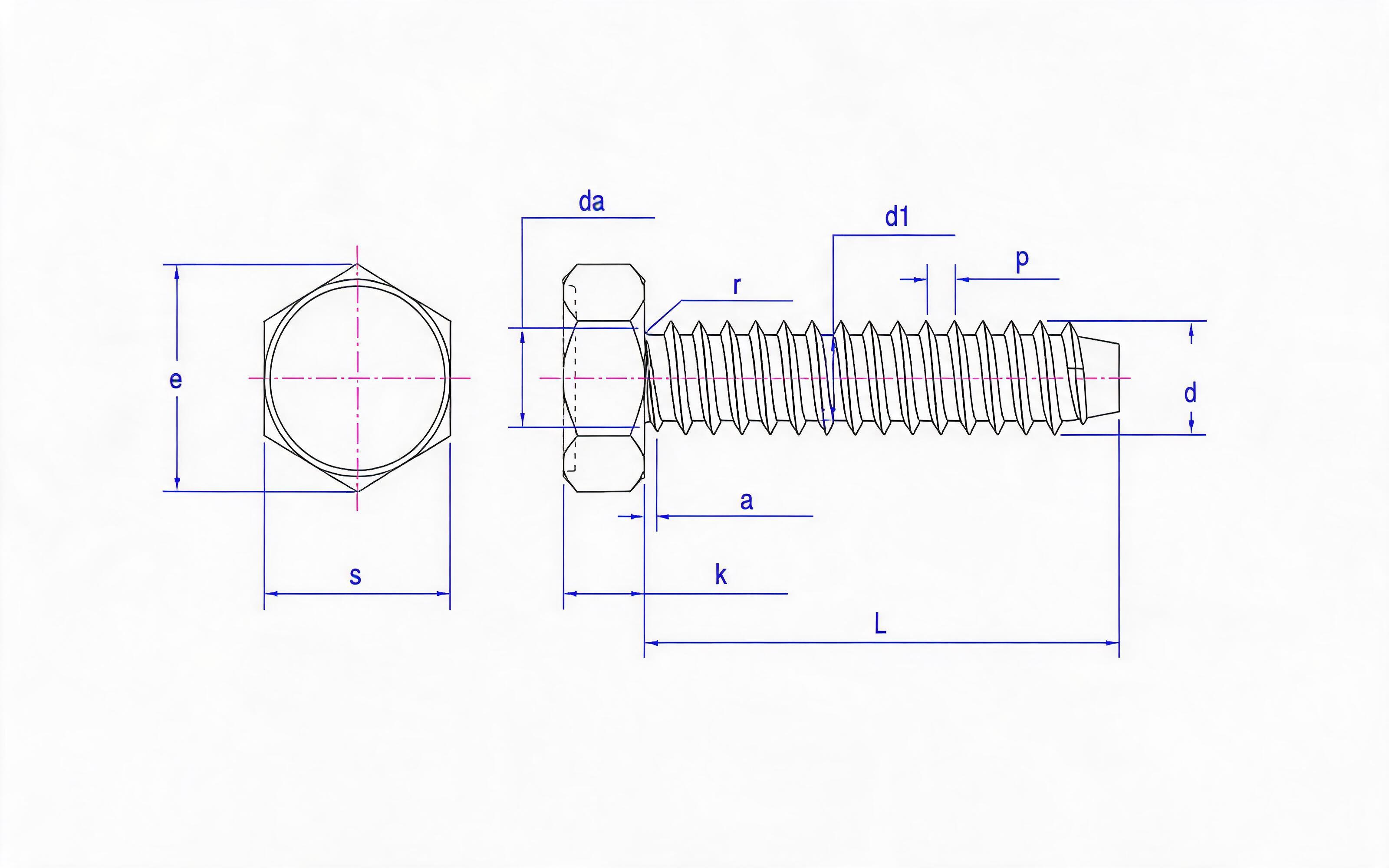 Type F recessed hexagon head self-tapping screw Standard Drawing