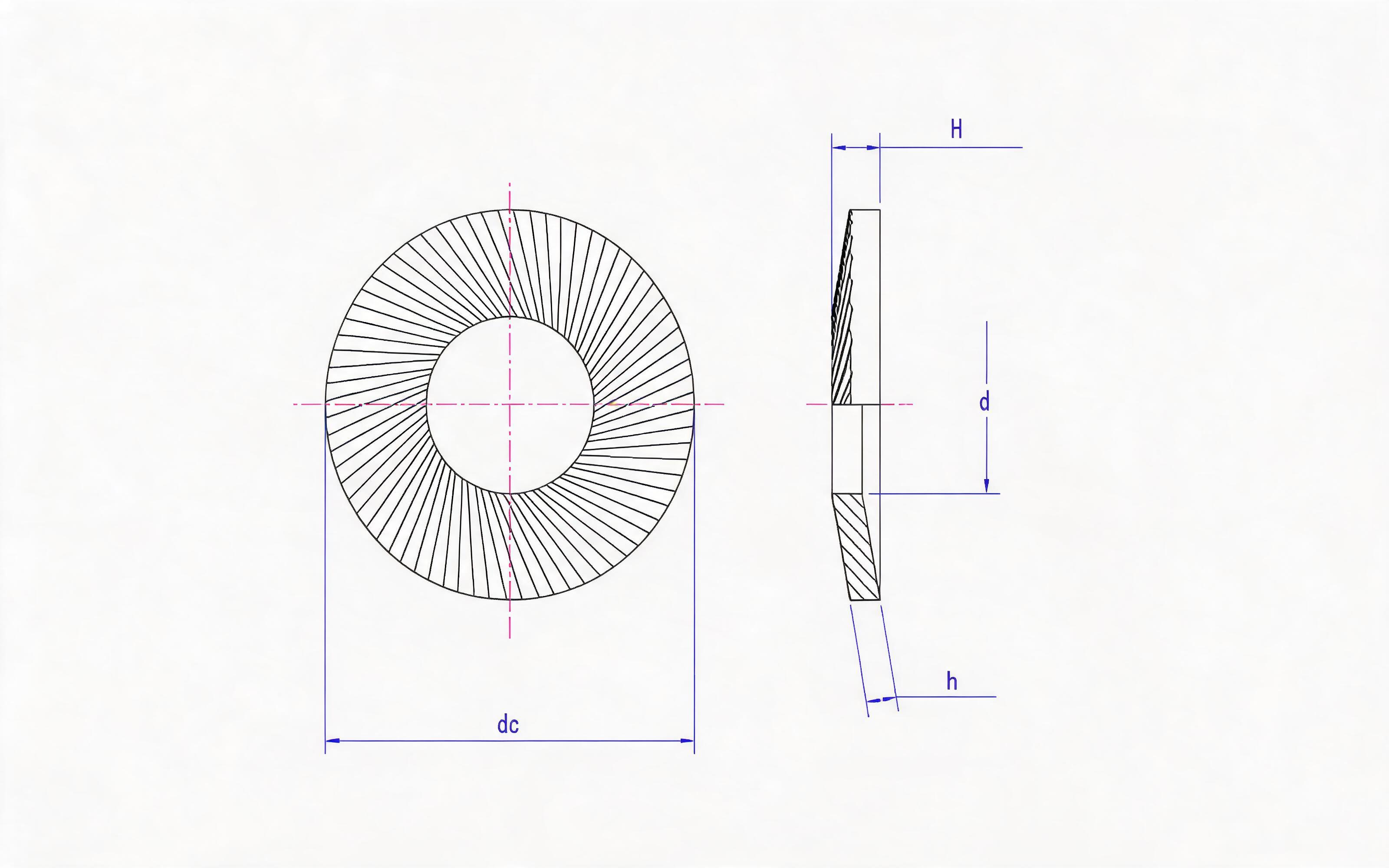 S TYPE HEAVY DUTY LOCK WASHER Standard Drawing