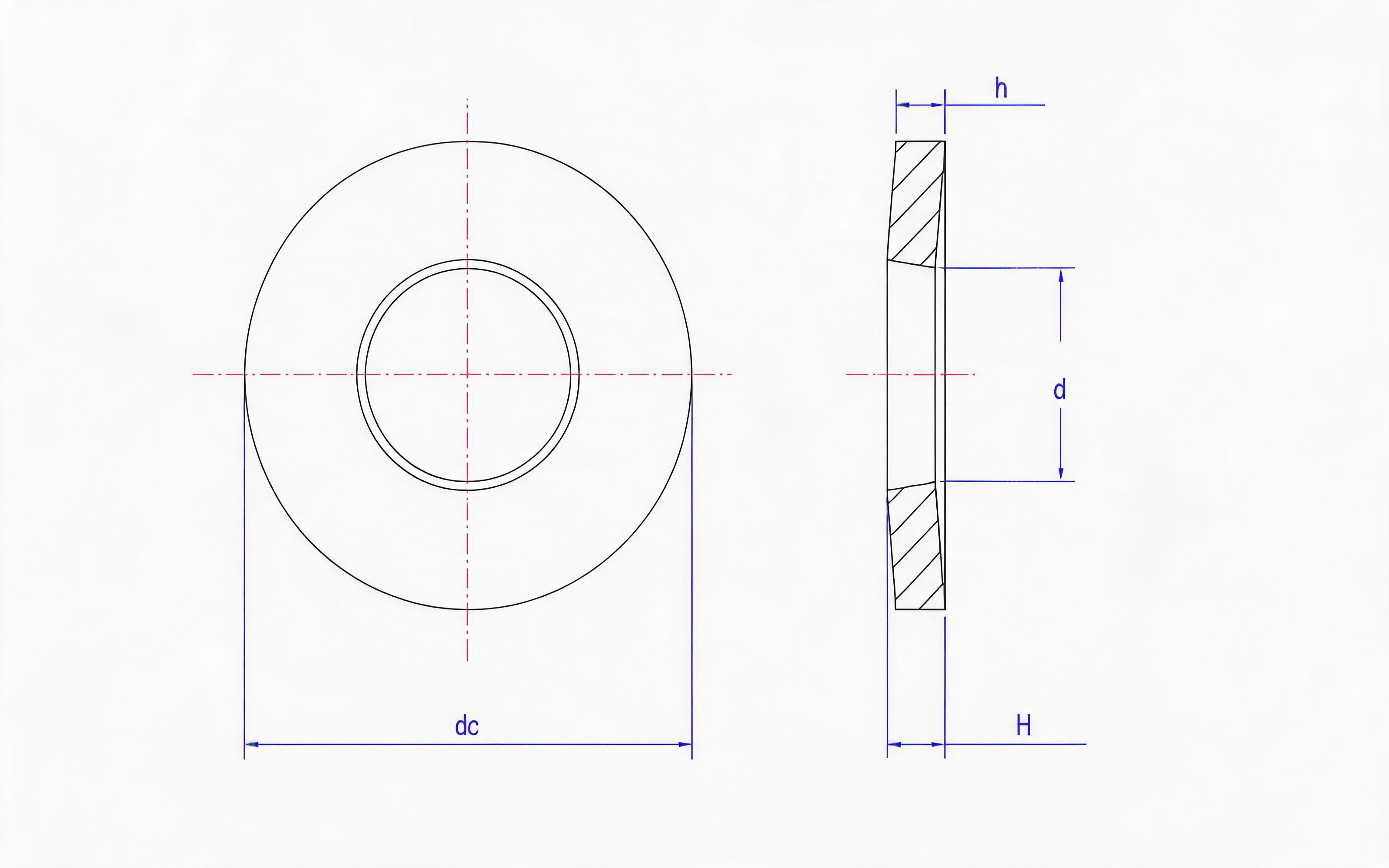Conical elastic washer for assembly Standard Drawing