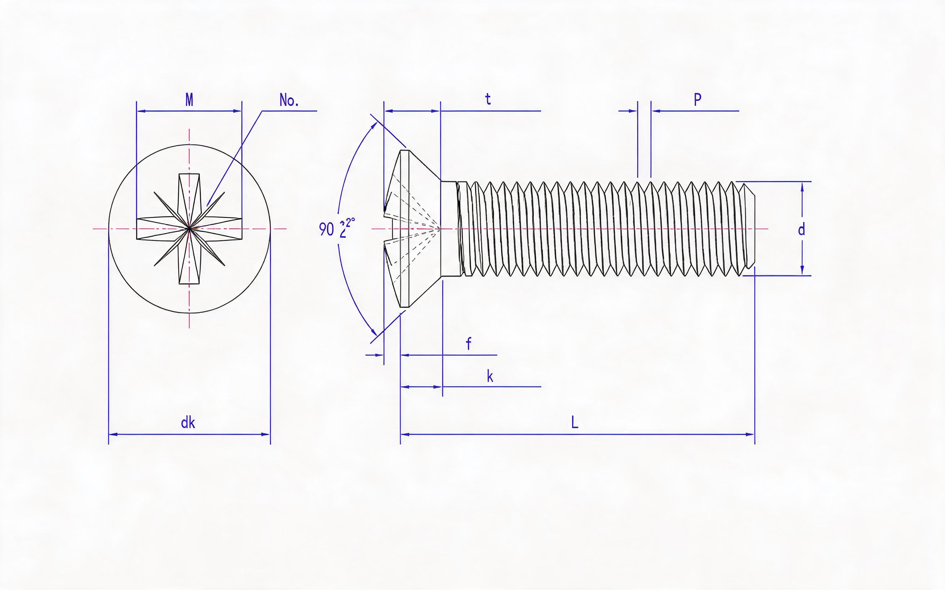 RAISED SLOT COUNTERSUNK HEAD SCREW (Z-SLOT) Standard Drawing
