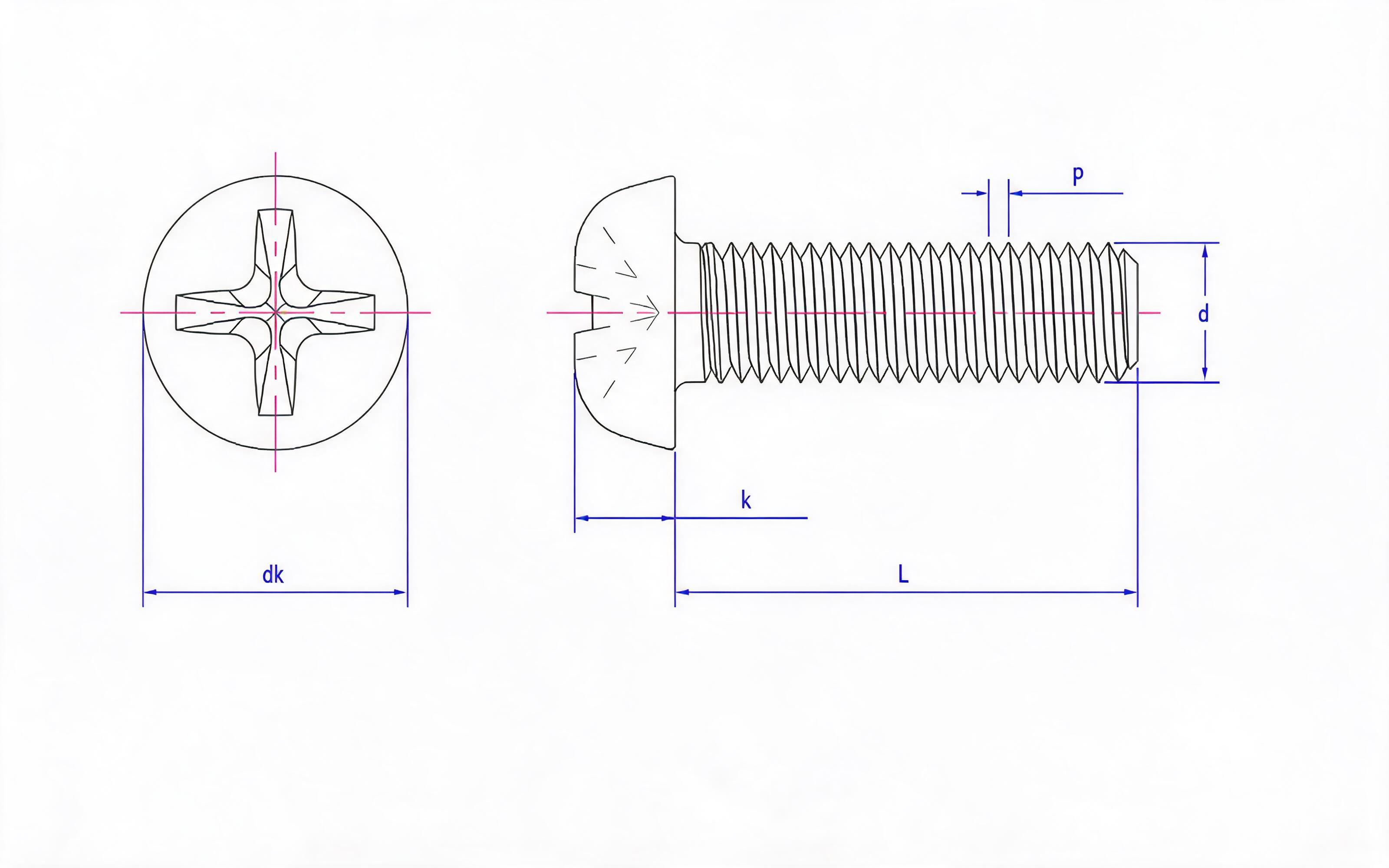 Cross recessed pan-head screw Standard Drawing