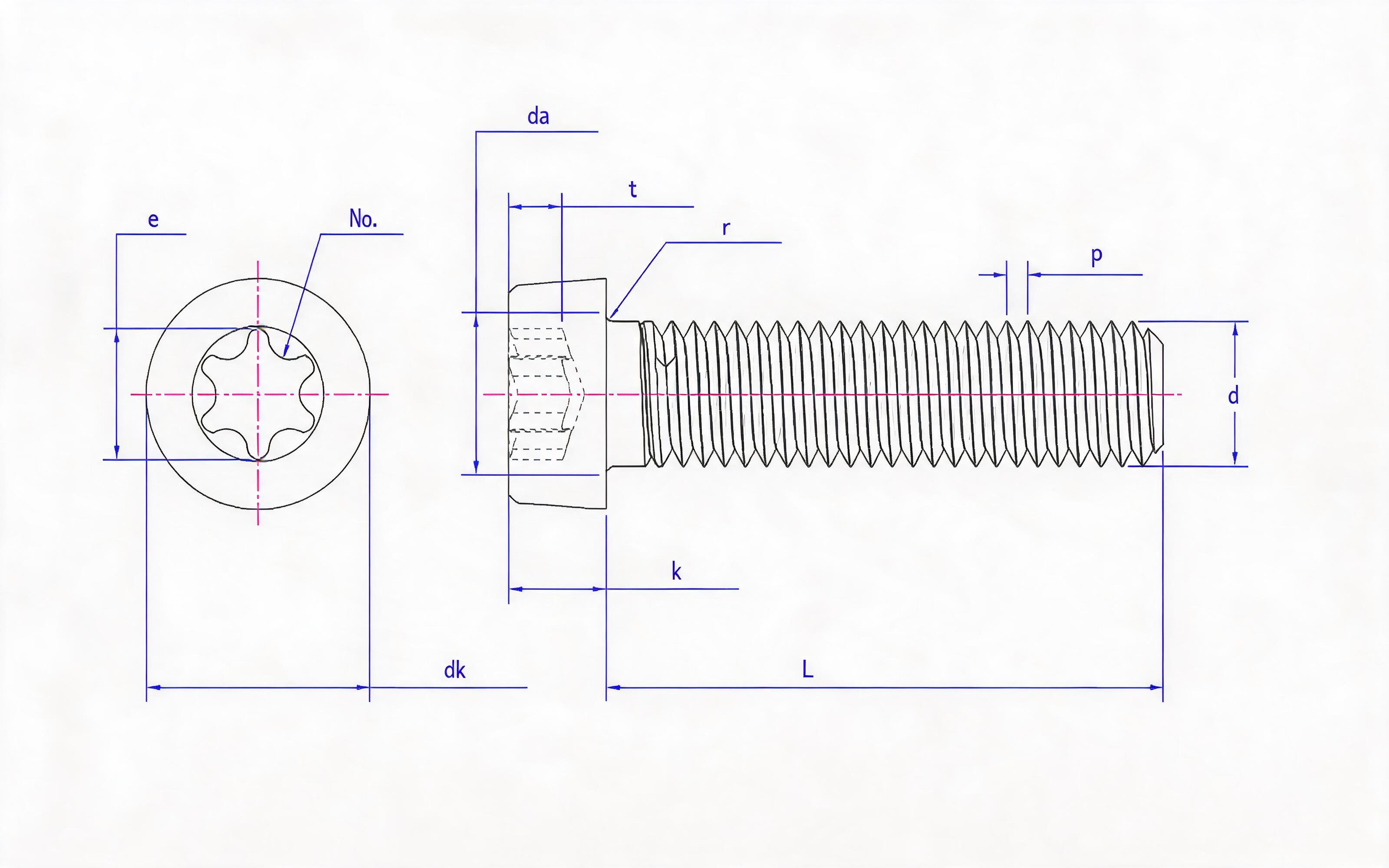 Hexagon socket cheese head screw Standard Drawing