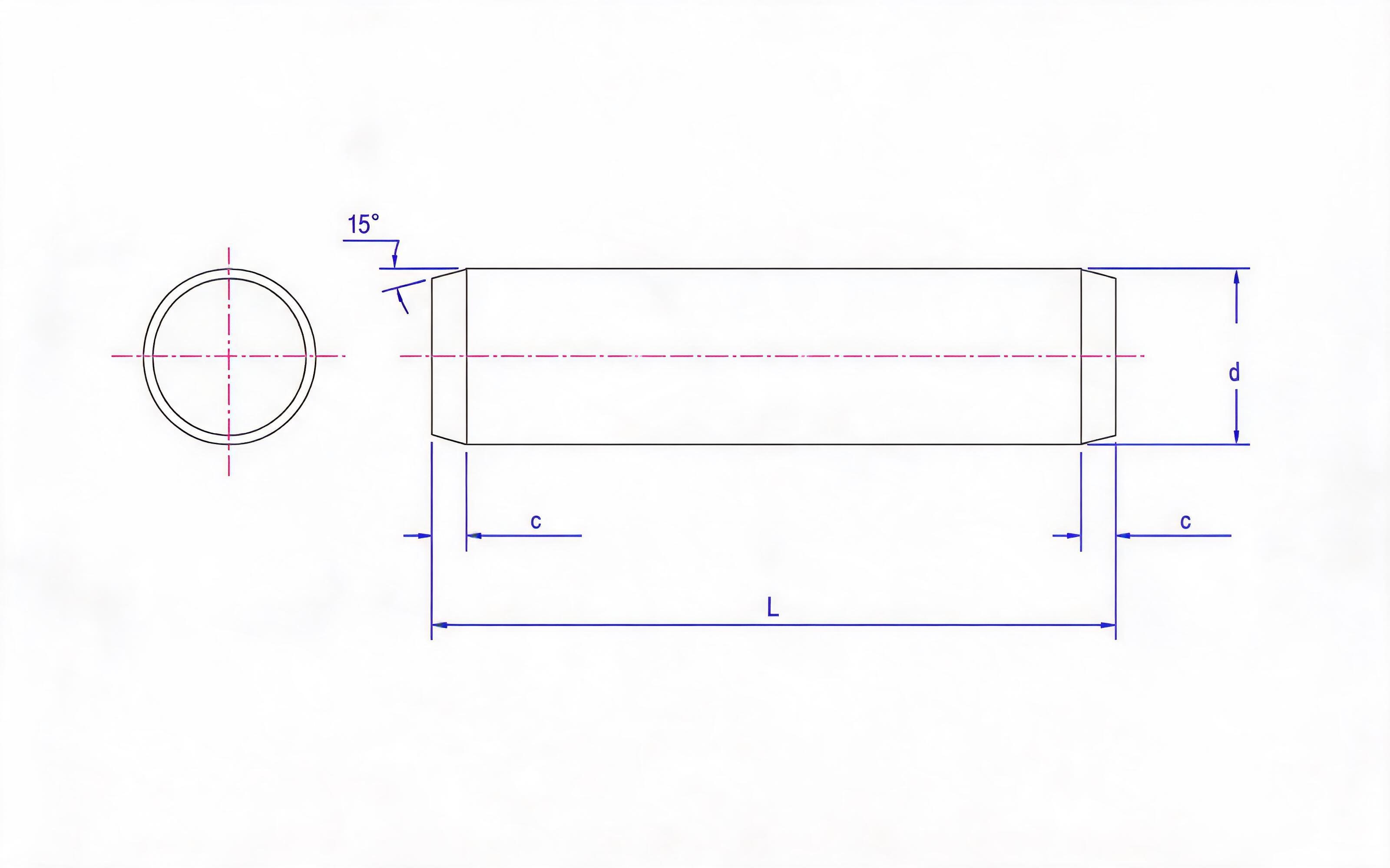 Hardened Steel and Martensitic Stainless Steel Cylindrical Pins Standard Drawing