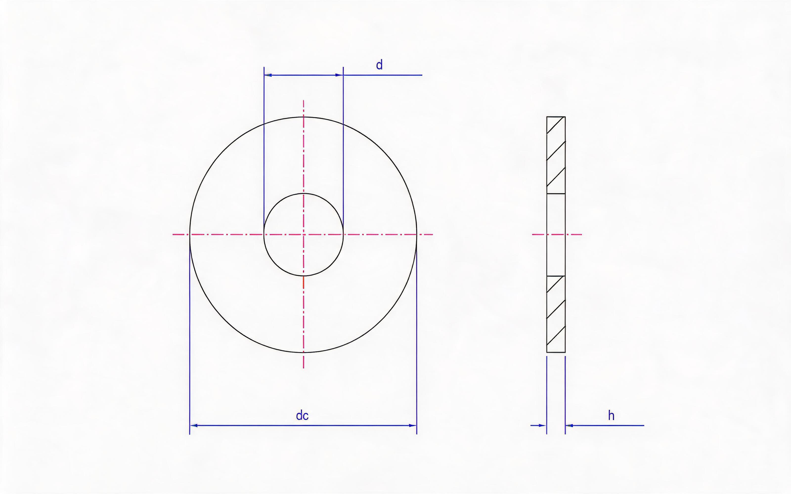Large flat washer Standard Drawing