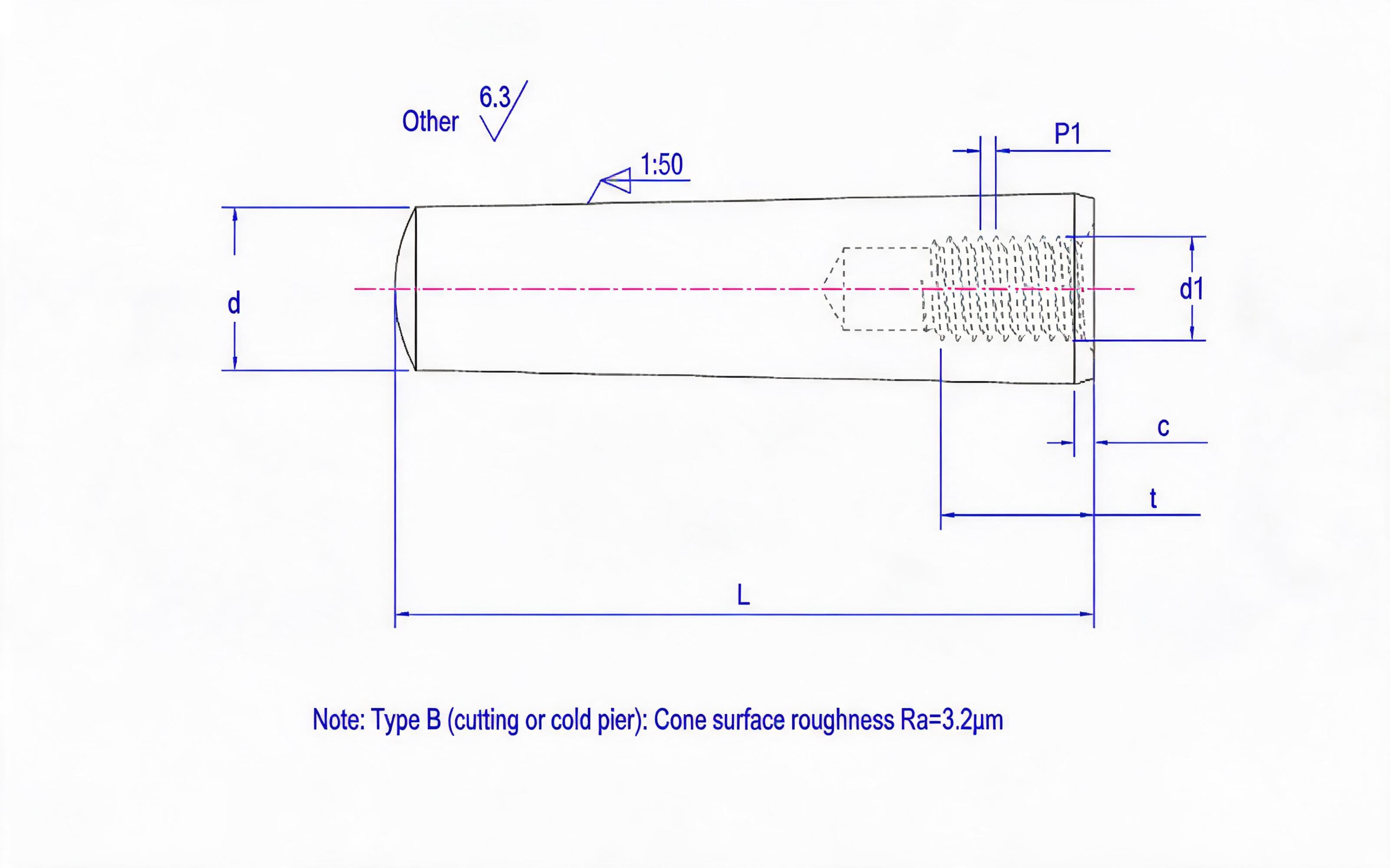 Female taper pin (Type B) Standard Drawing