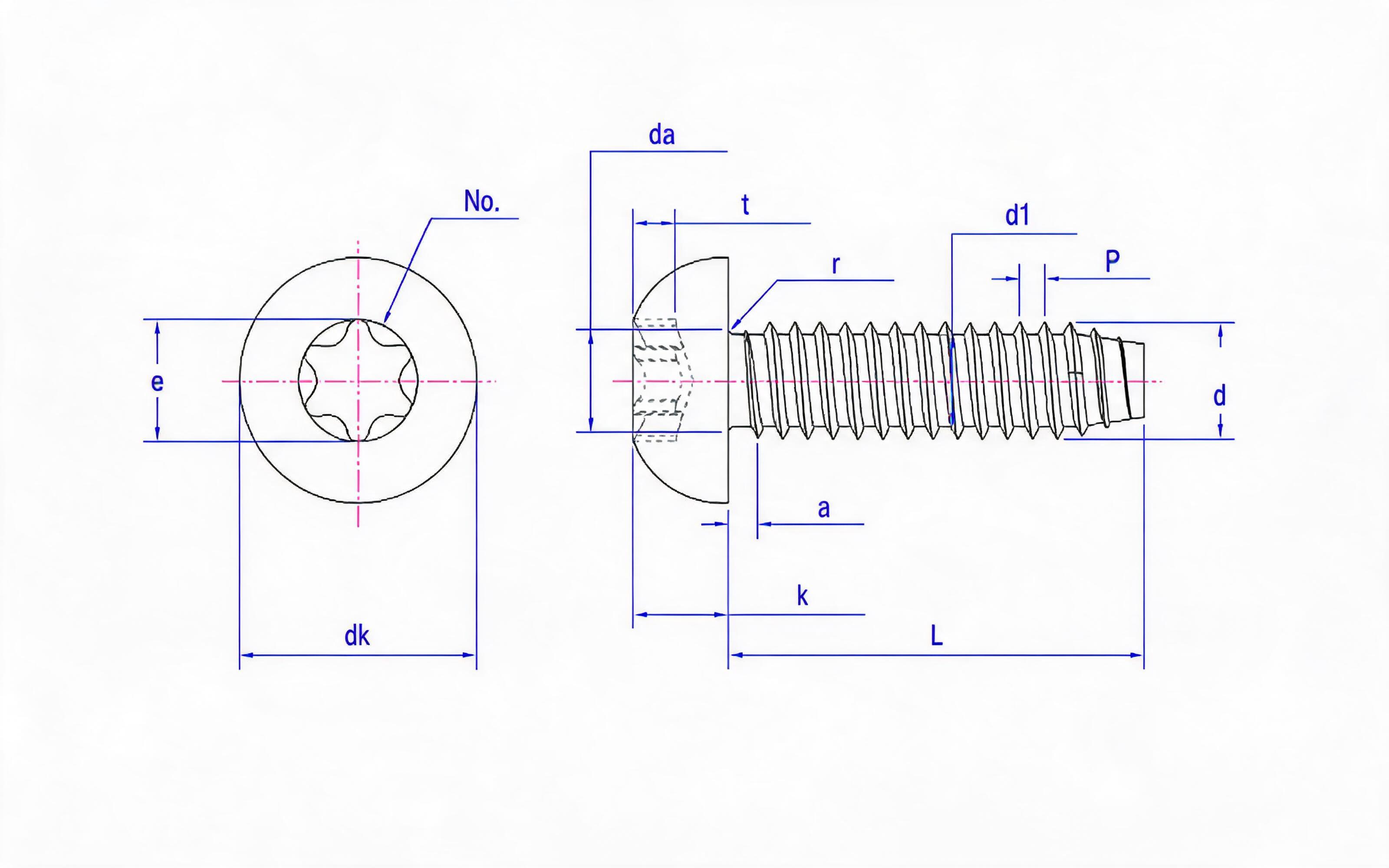 Box groove round head self-tapping screw F-type Standard Drawing