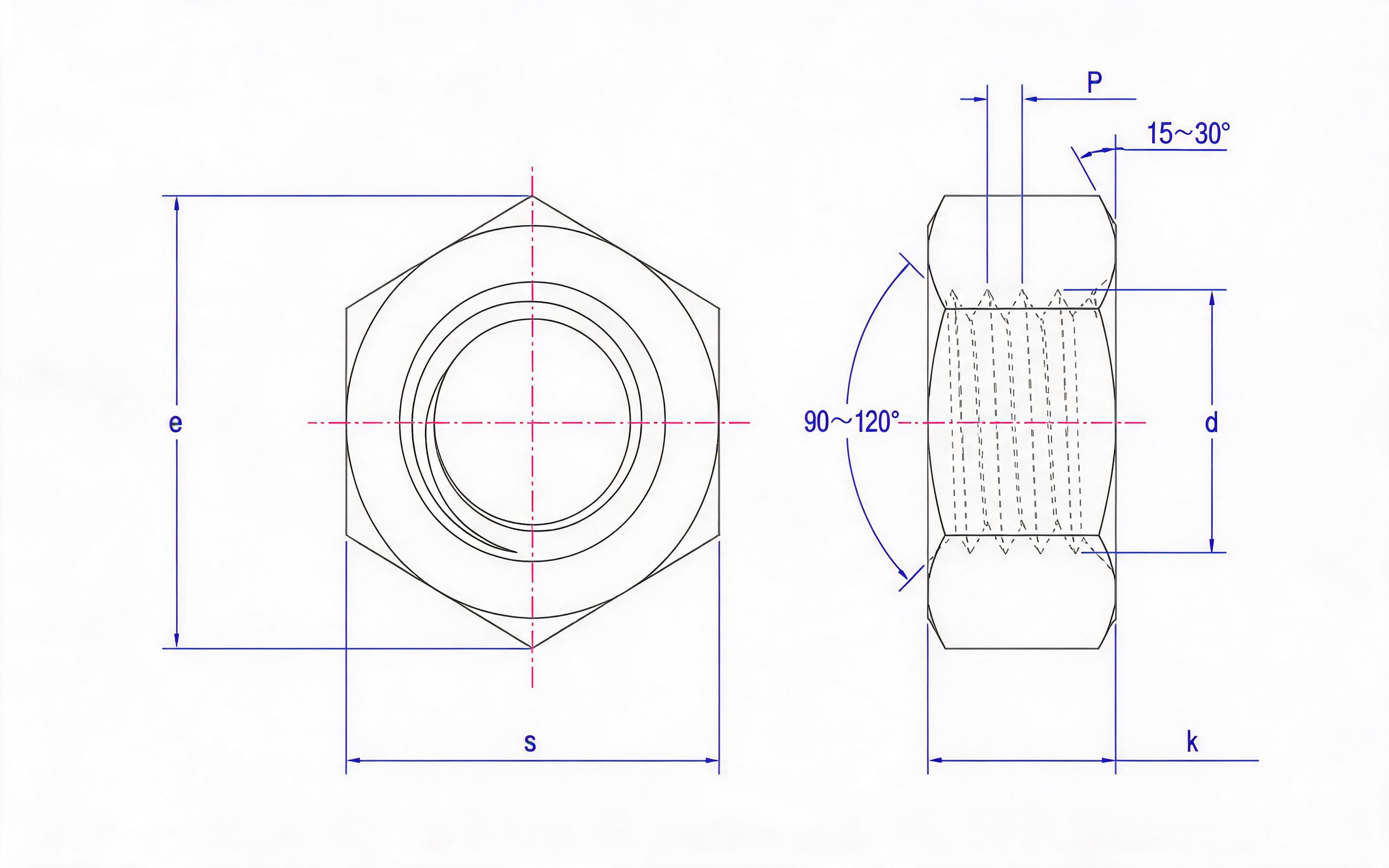 Hexagon nut Standard Drawing