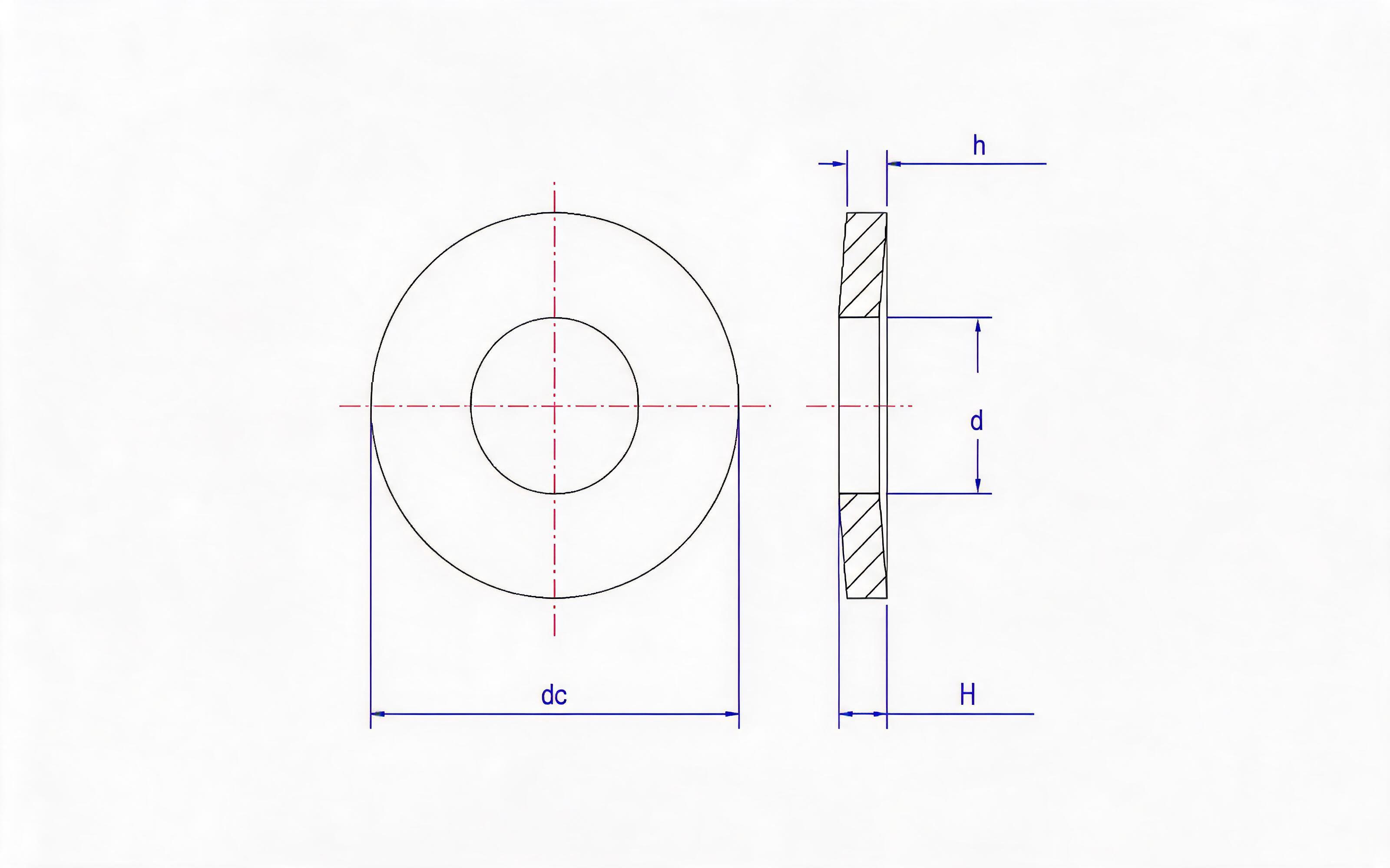 Belleville spring washer (h>6mm, d H12) Table 4 Standard Drawing