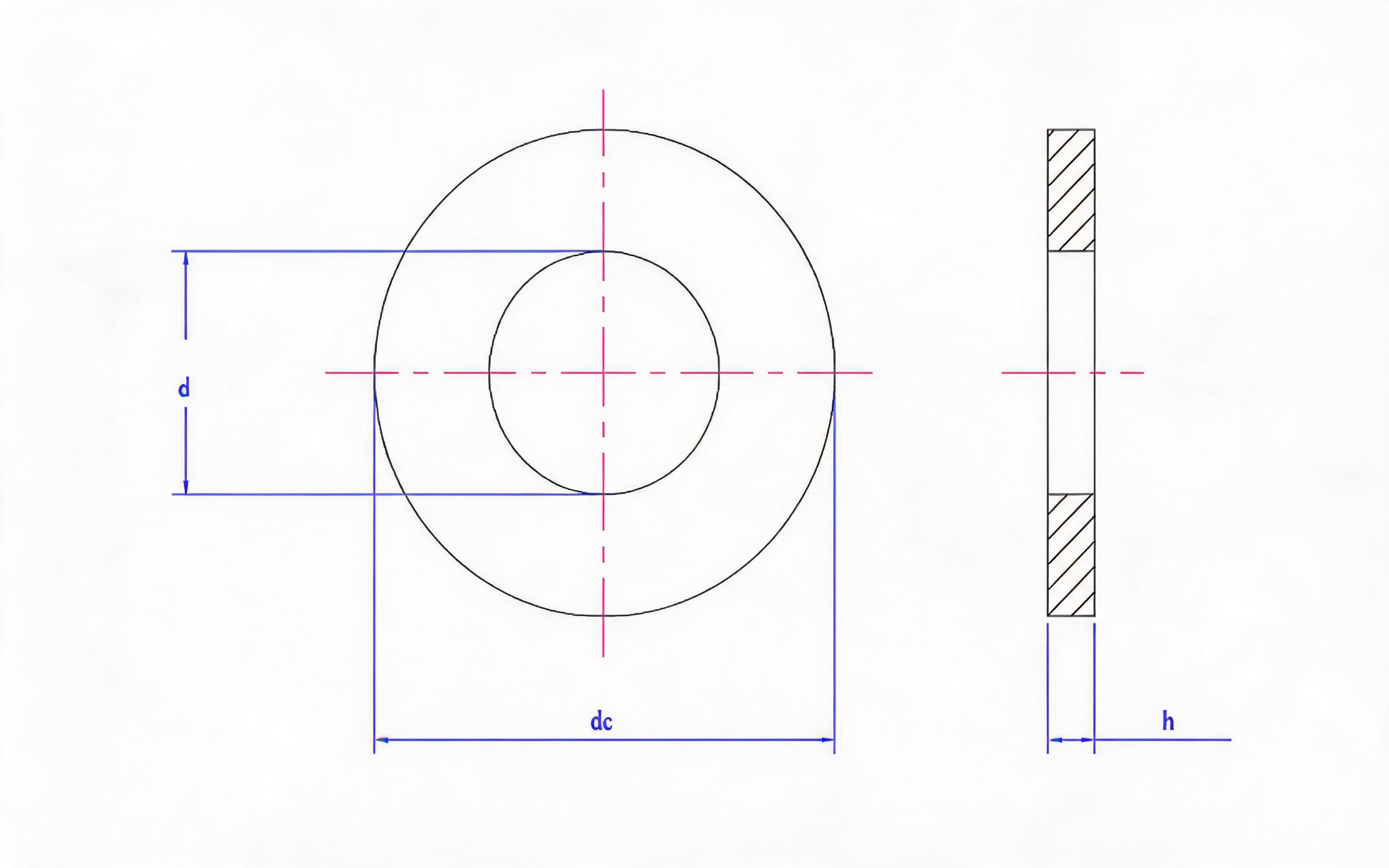Flat washer, plain washer Standard Drawing