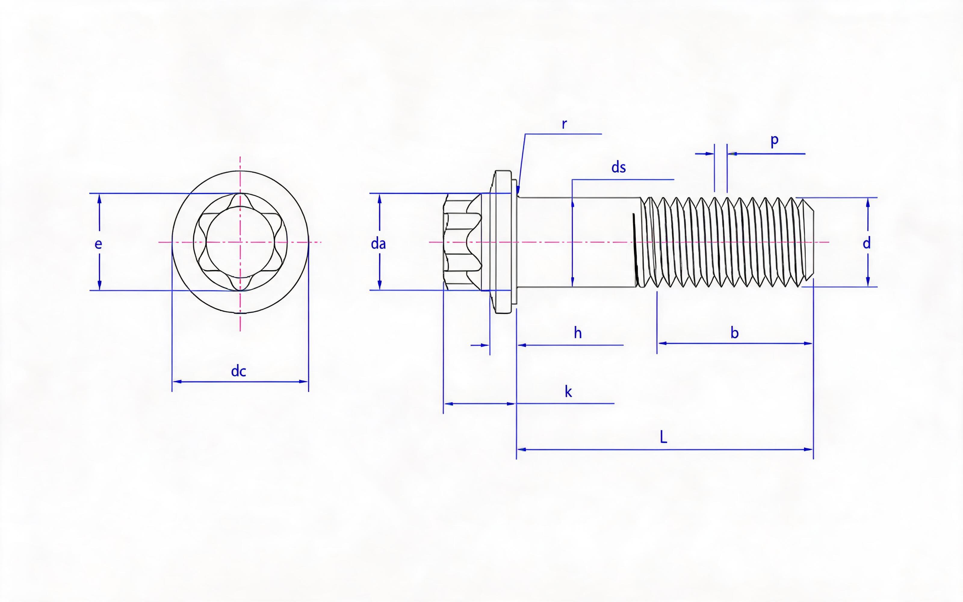 Torx head small flange bolt Standard Drawing